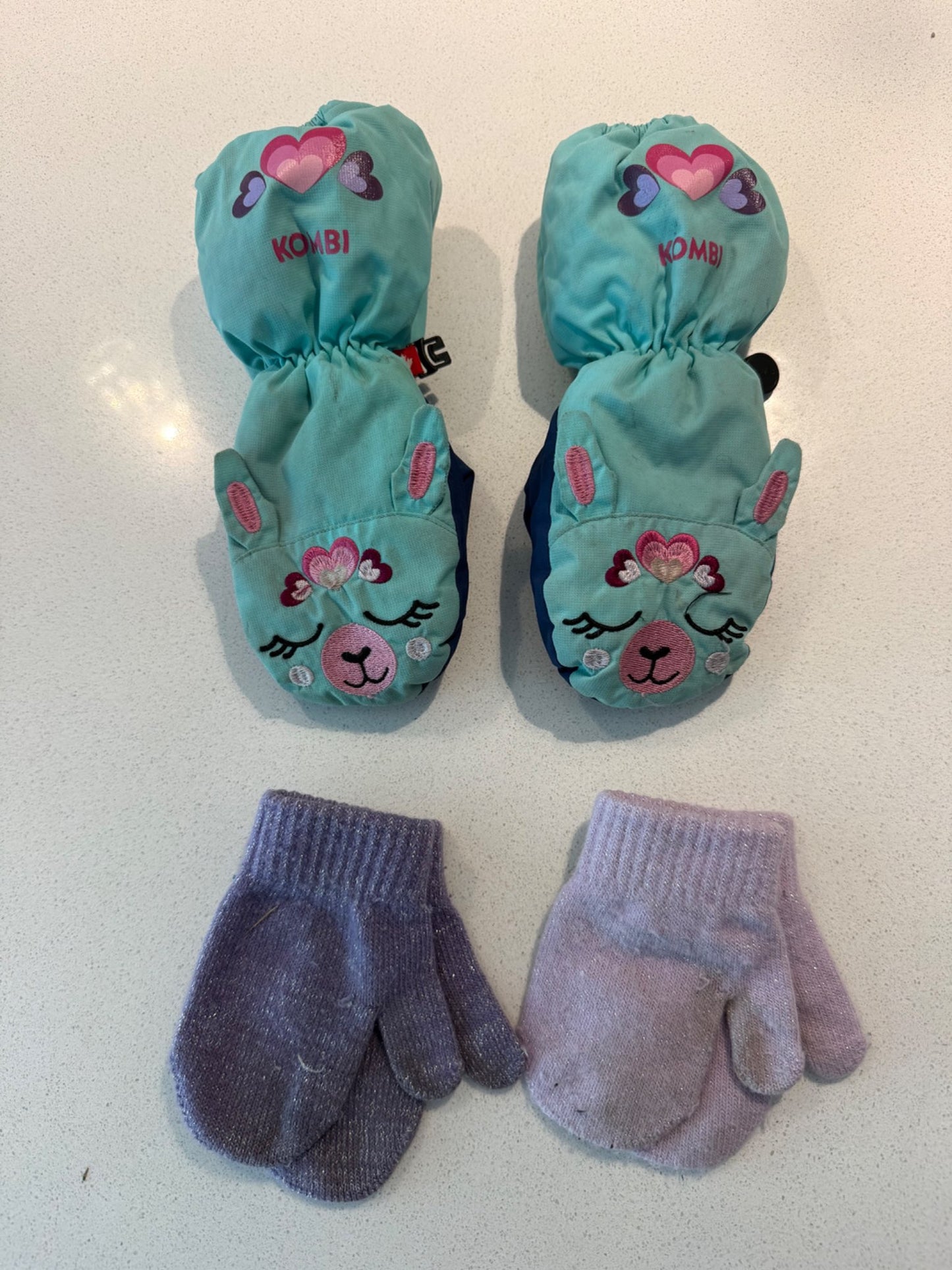 Kombi animal mittens - size L (approx age 4-5) + mini mittens , Kids 4/4T