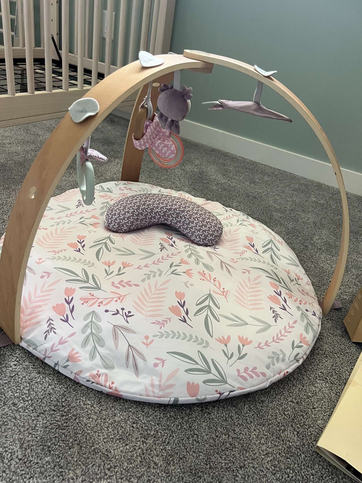 Cozy Spot Reversible Duvet Activity Gym & Play Mat with Wooden Toy Bar