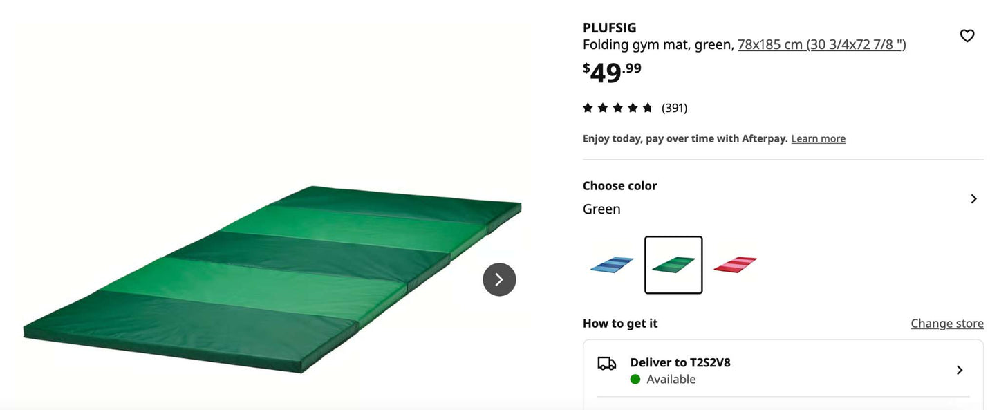 IKEA Folding gym mat, green, 78x185 cm (30 3/4x72 7/8 ")