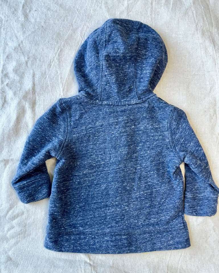 3-6m Blue Marl Zip-Up Hoodie, Kids 6 Month (3-6M)
