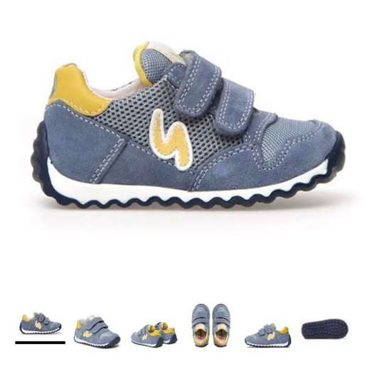 Naturino Suede Toddler Blue and Orange Sneakers, Shoes 6 (Walkers:12-24 mth)