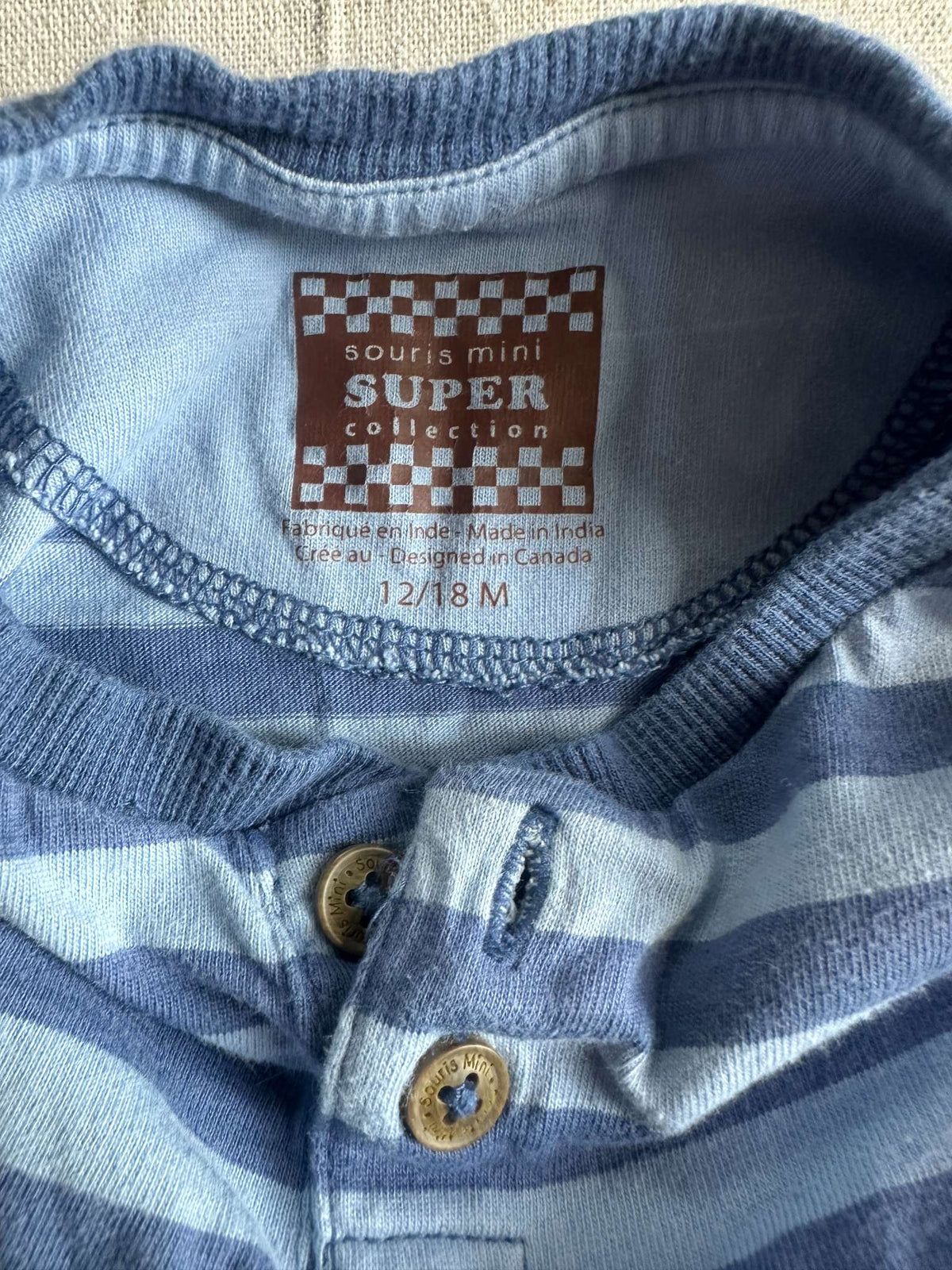 Souris Mini Striped Mushroom Henley Shirt, Kids 18 Month (12-18M)