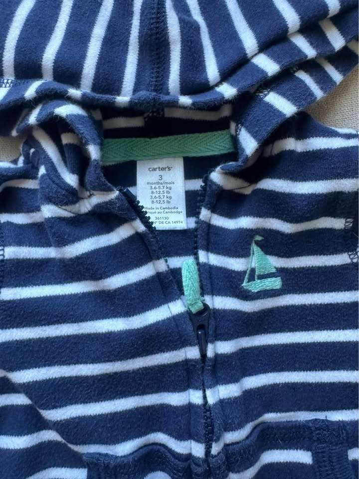 3M Carter's Zip-Up Hoodies x2, Kids 3 Month (0-3M)