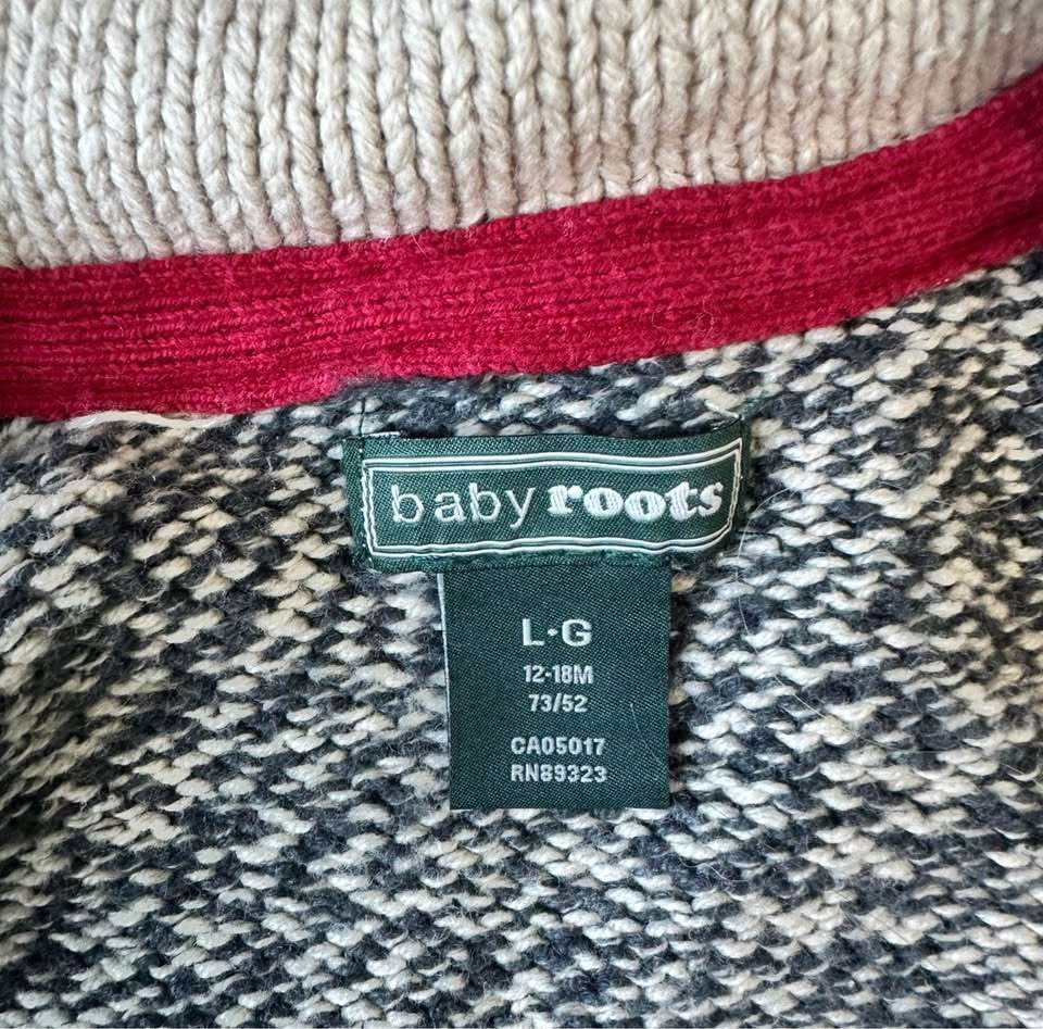 12-18M Baby Roots Shawl Collar Button Up Cardigan Cabin Sweater, Kids 18 Month (12-18M)