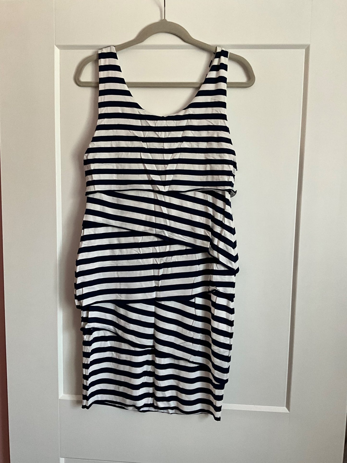Ripe Navy and White Striped Maternity Tank Dress. Size Large., Maternity L (12-14)