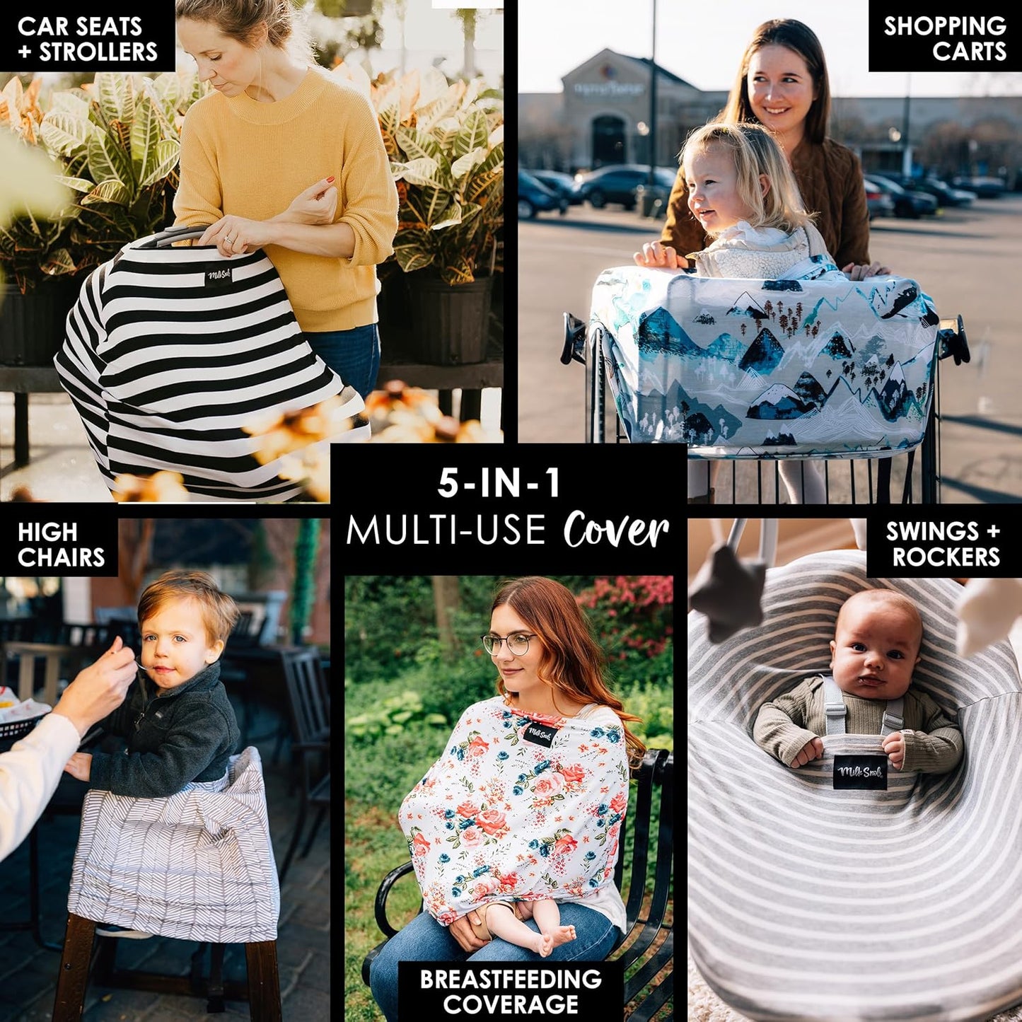 Milk Snob 5-in-1 Cover - Nursing Cover, Car Seat Cover, Carseat Canopy & Stroller, Retails $49.24