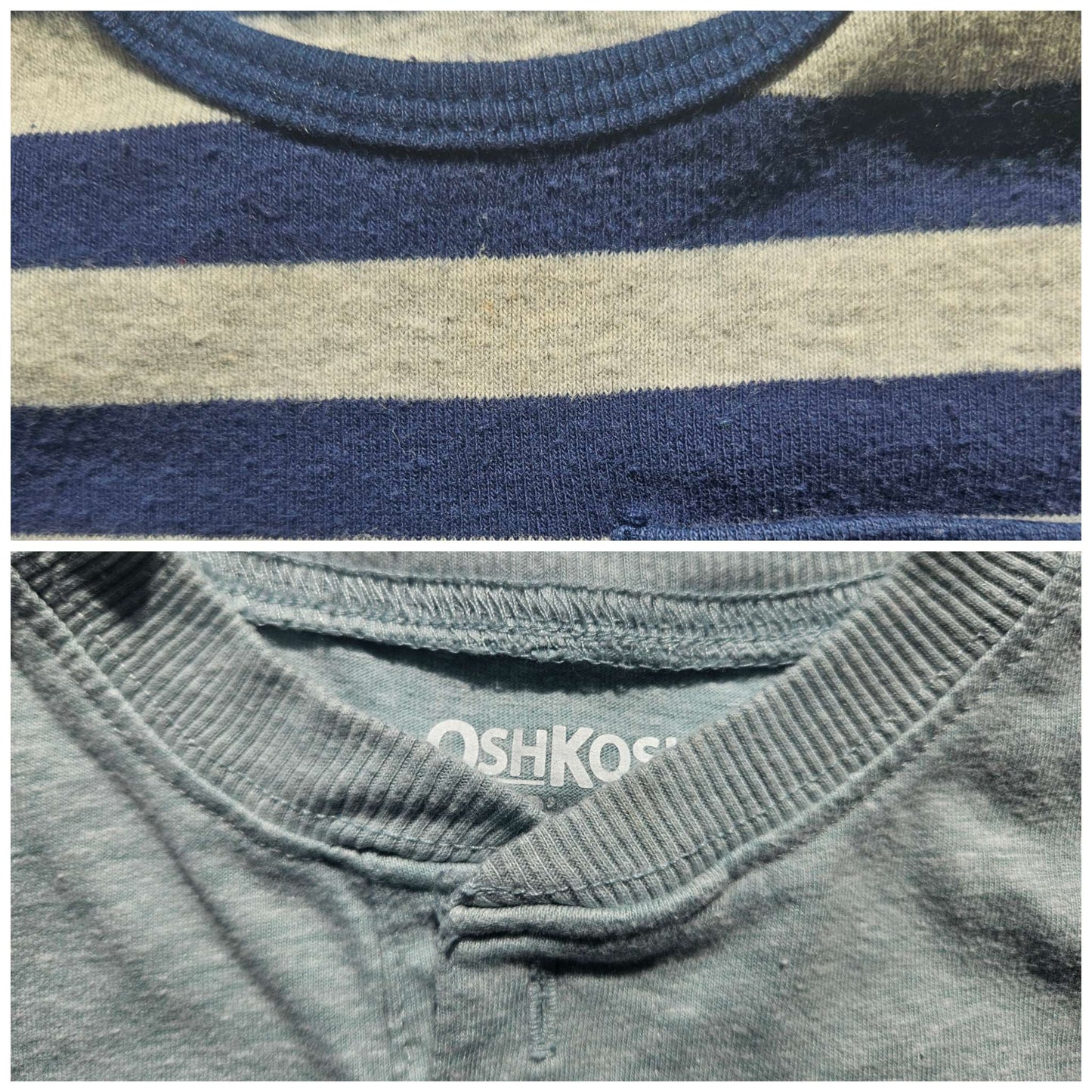 5 piece boys 12-18 month set (light blue shirt, blue/grey striped diaper shirt, grey sweats,big trouble, blue jumper), Kids 18 Month (12-18M)