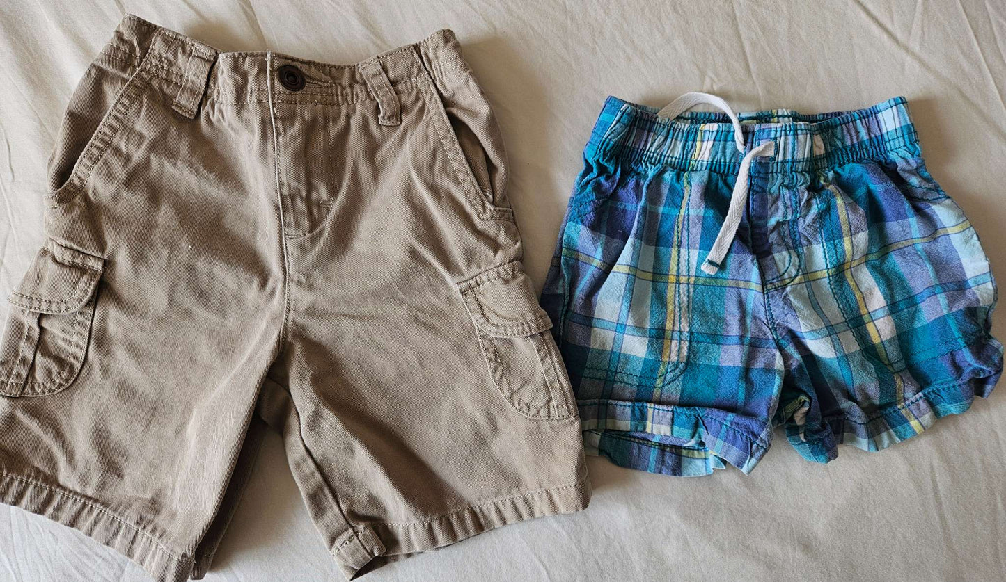 24 month 3 pack shorts (beige Cherokee, blue plaid carters, navy blue osh kosh), Kids 24 Month (18-24M)