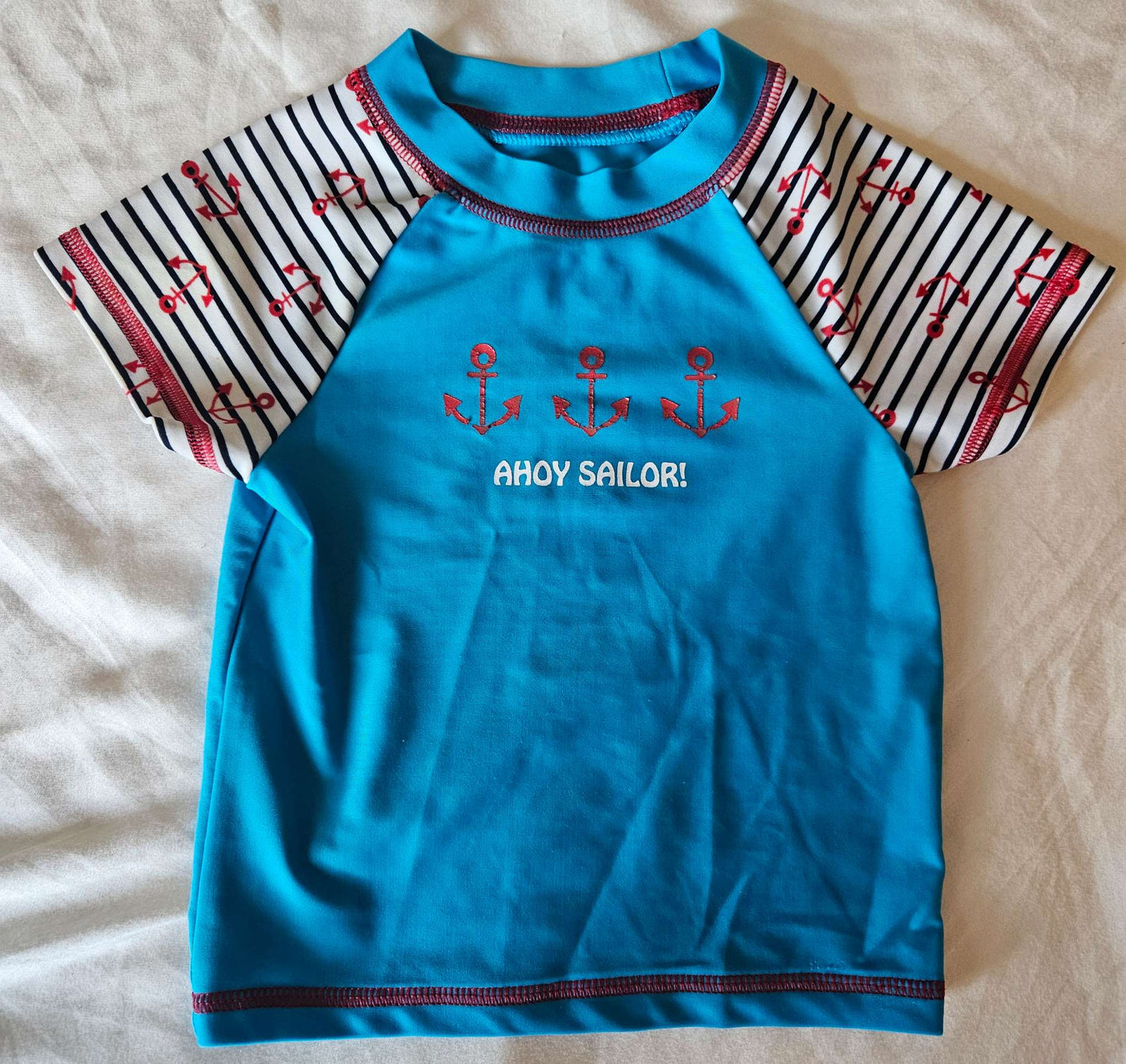 18-24 month Ahoy sailor blue rashguard, Kids 24 Month (18-24M)