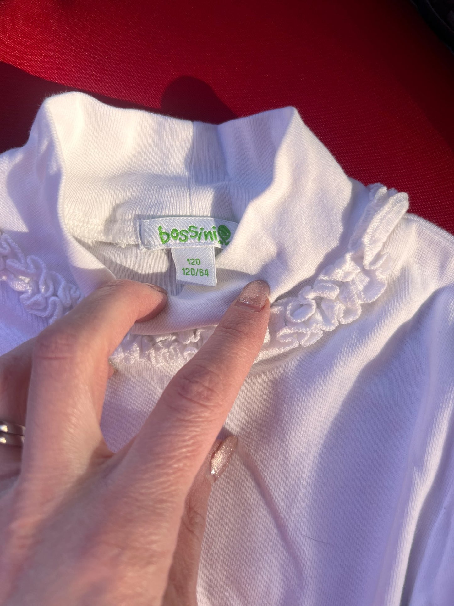 Girl’s White Long Sleeved Shirt, Kids 5/5T