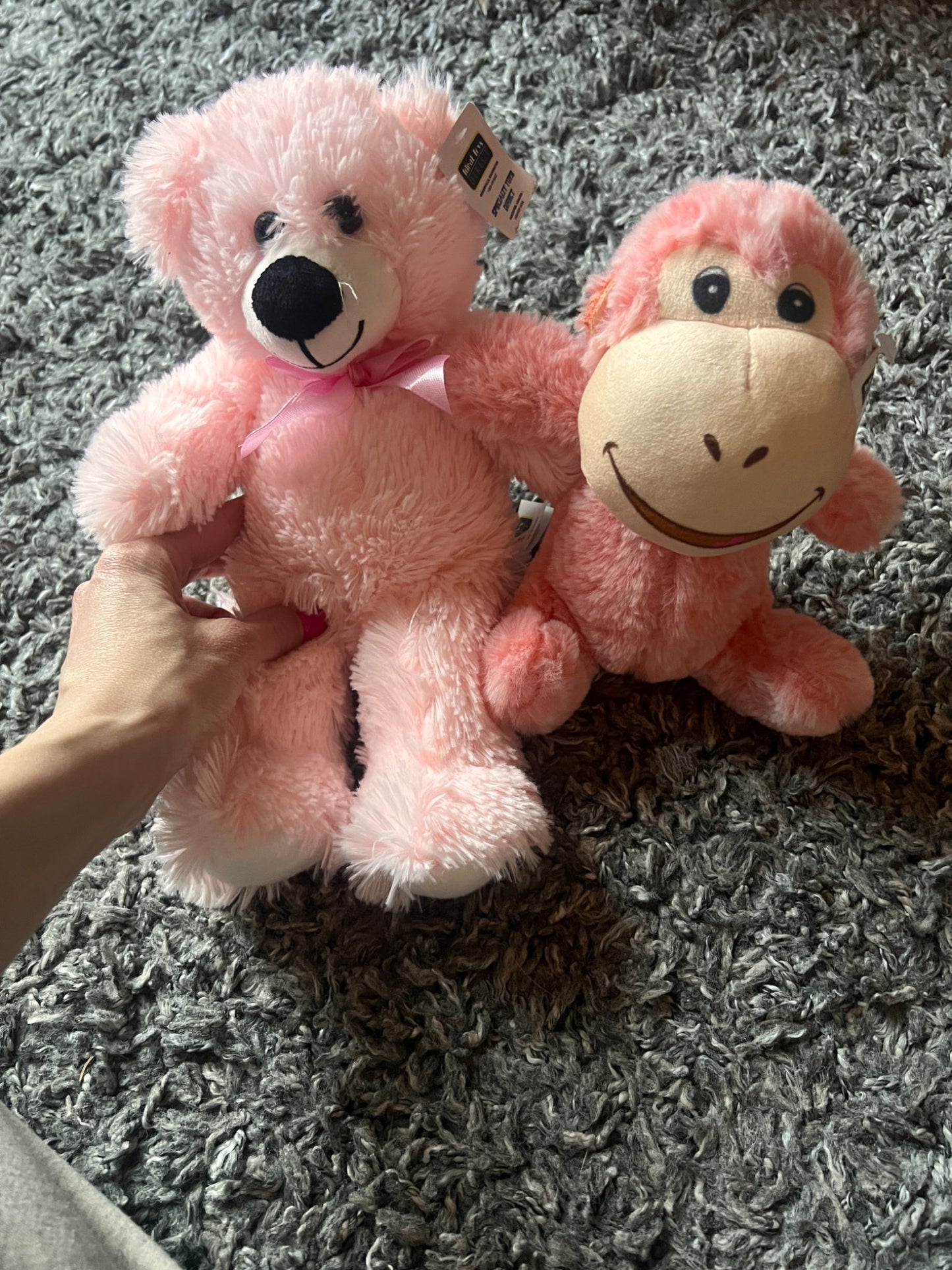 Kids Pink Bear/Pink Monkey Stuffies