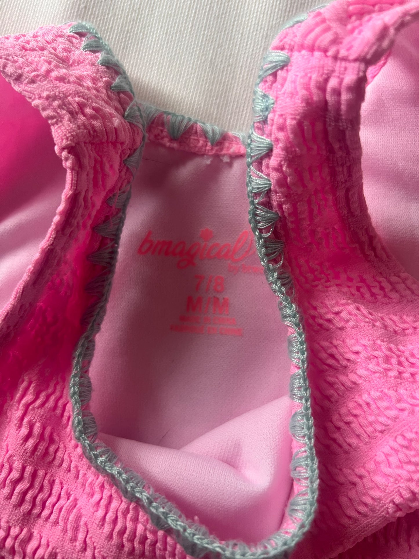 Girl’s Pink/Blue Swimsuit , Kids 7
