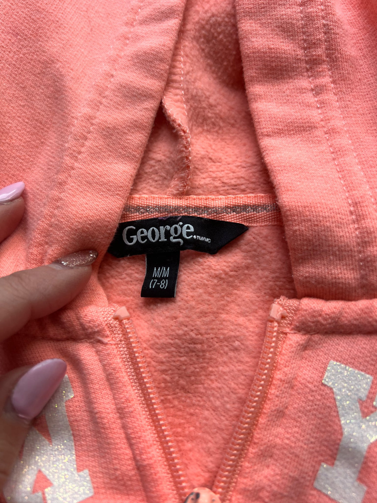 Girl’s Orange New York Zip Up Hoodie, Kids 7