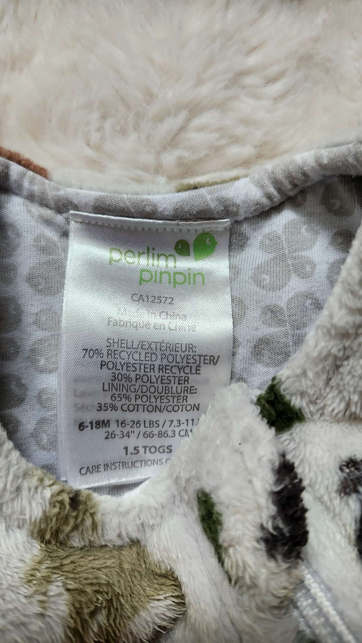 Perlim Pinpin Dinosaur Sleep Sack 6-18M, 6-12 Months (Medium)