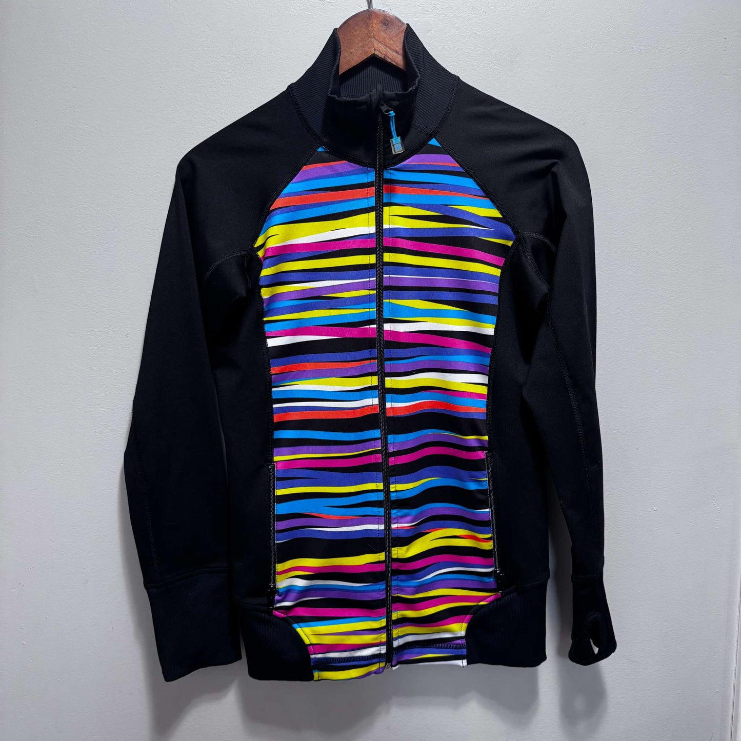Girls Size XL Triple Flip Striped Full Zip Jacket Thumbholes, Kids 16 to 20 (extra large)