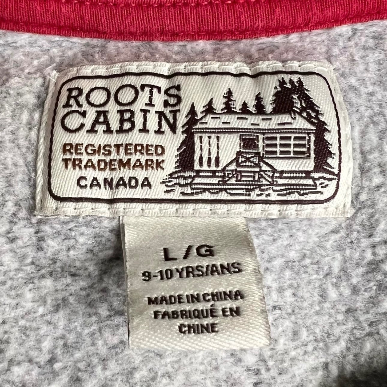 Roots Cabin Grey Salt & Pepper Crewneck Sweatshirt Size Large, Kids 10 (medium)