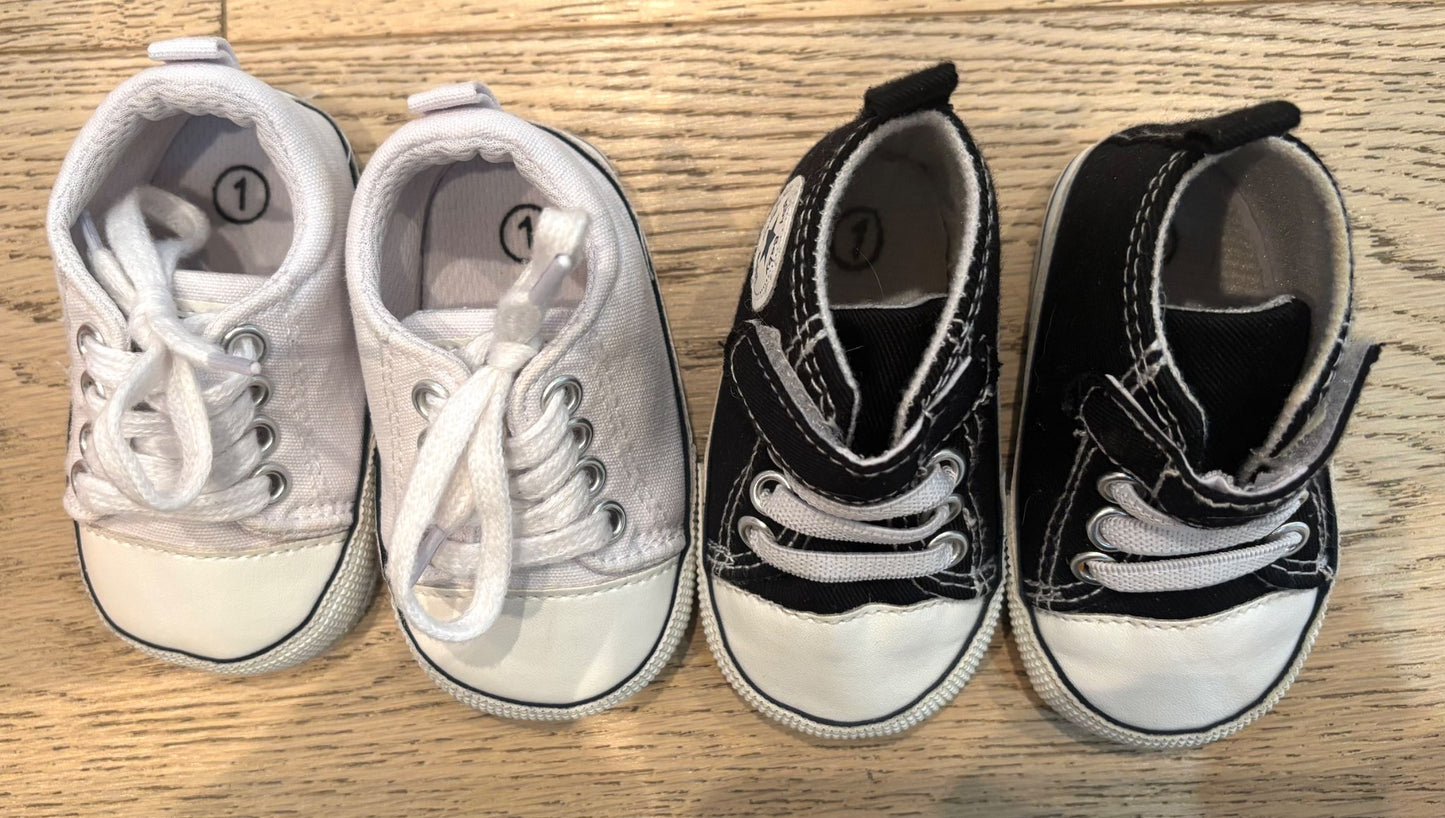 2 pairs, size 1 baby shoes , Shoes 1 (Baby: 0-12 mth)