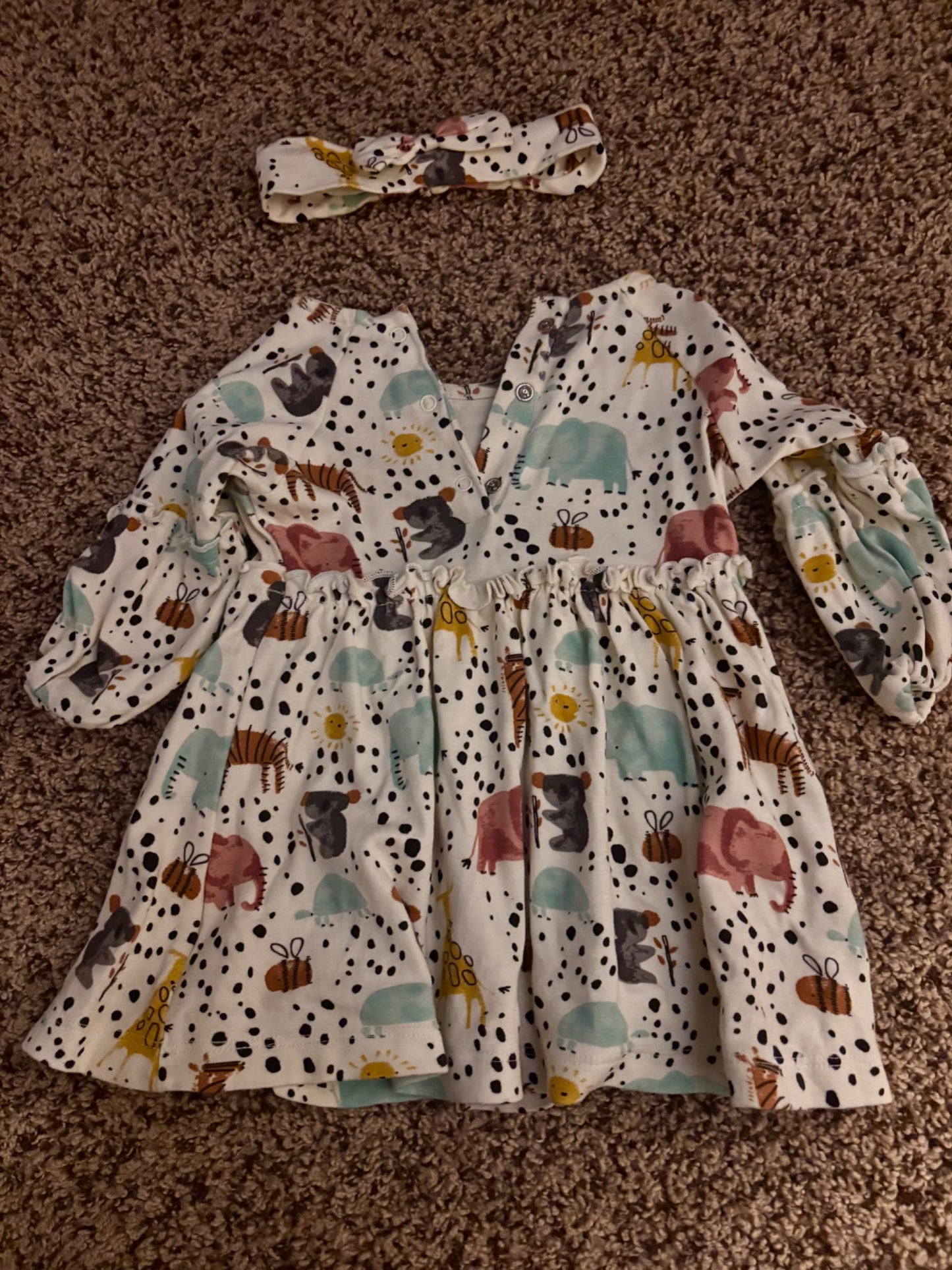 9-12 month zoo dress with bow , Kids 12 Month (9-12M)