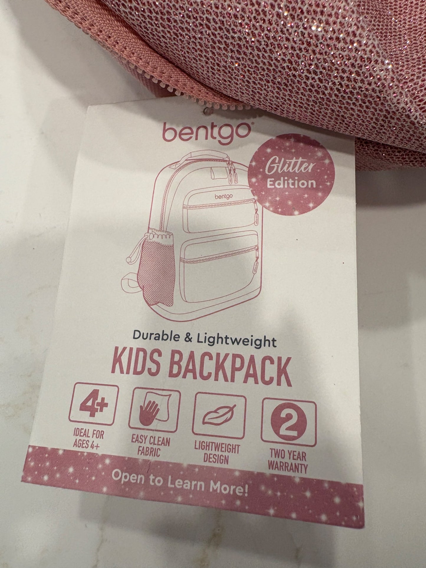 NWT Bentgo Pink Glitter Backpack