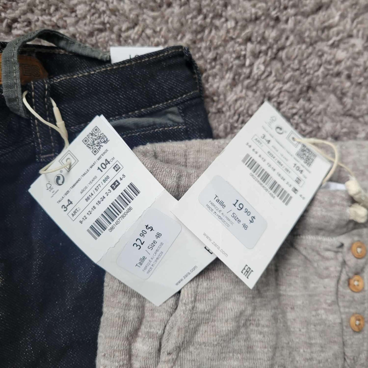 2 Pants ( both from Zara 3-4T) (Retails $52.8), Kids 3T