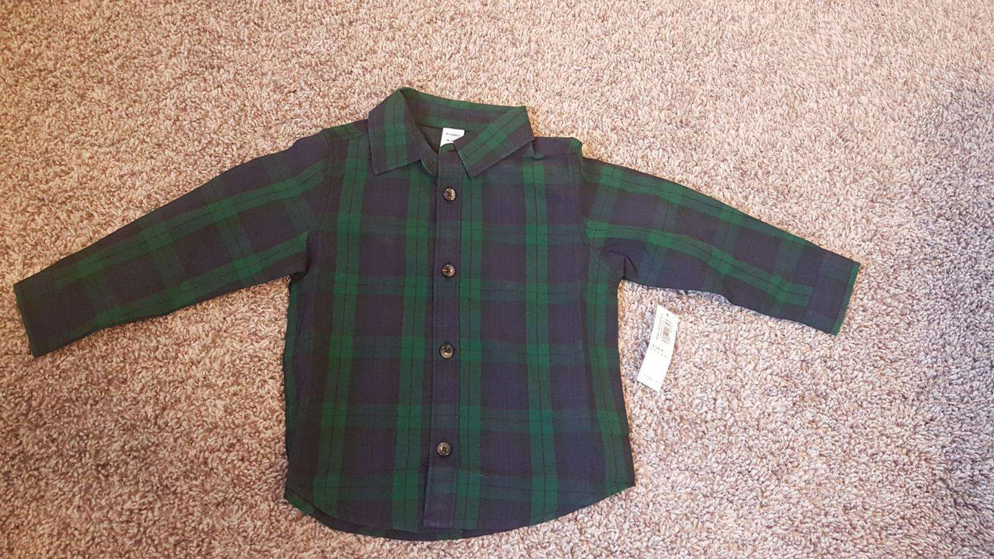 2 Pcs Outfit 18-24 M (Brand New- Old navy flannel shirt and EUC - Zara Red Knitted Jacket), Kids 24 Month (18-24M)