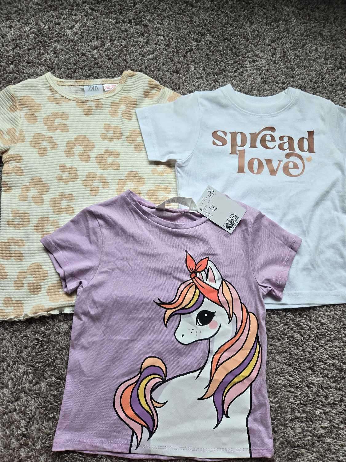3 T Shirts Girls Bundle ( 1 BNWT and 2 EUC) H&M, Zara and Etsy, Kids 2T