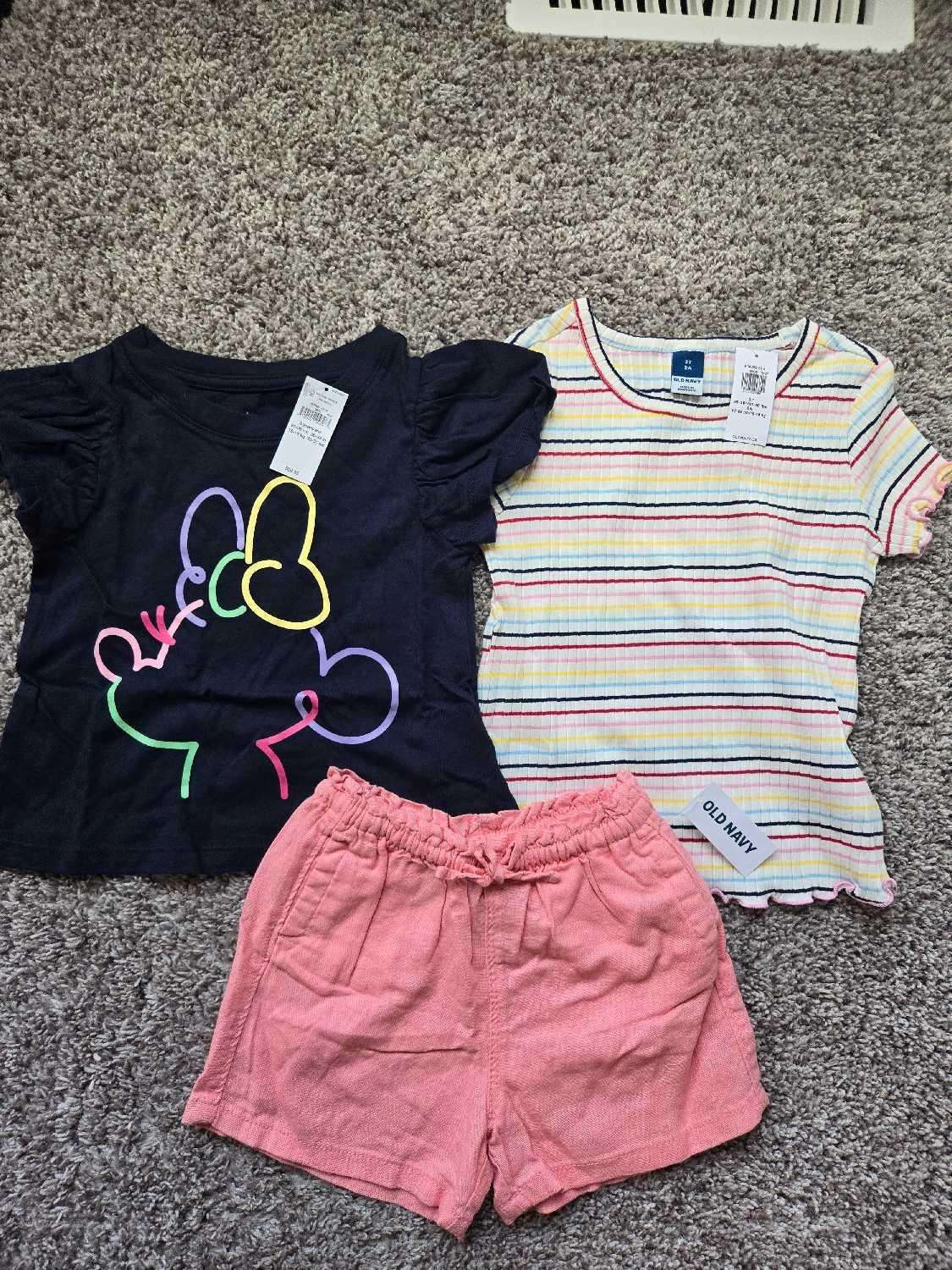 3Pcs 3T Bundle: 2T Shirts and Shorts , Kids 3T
