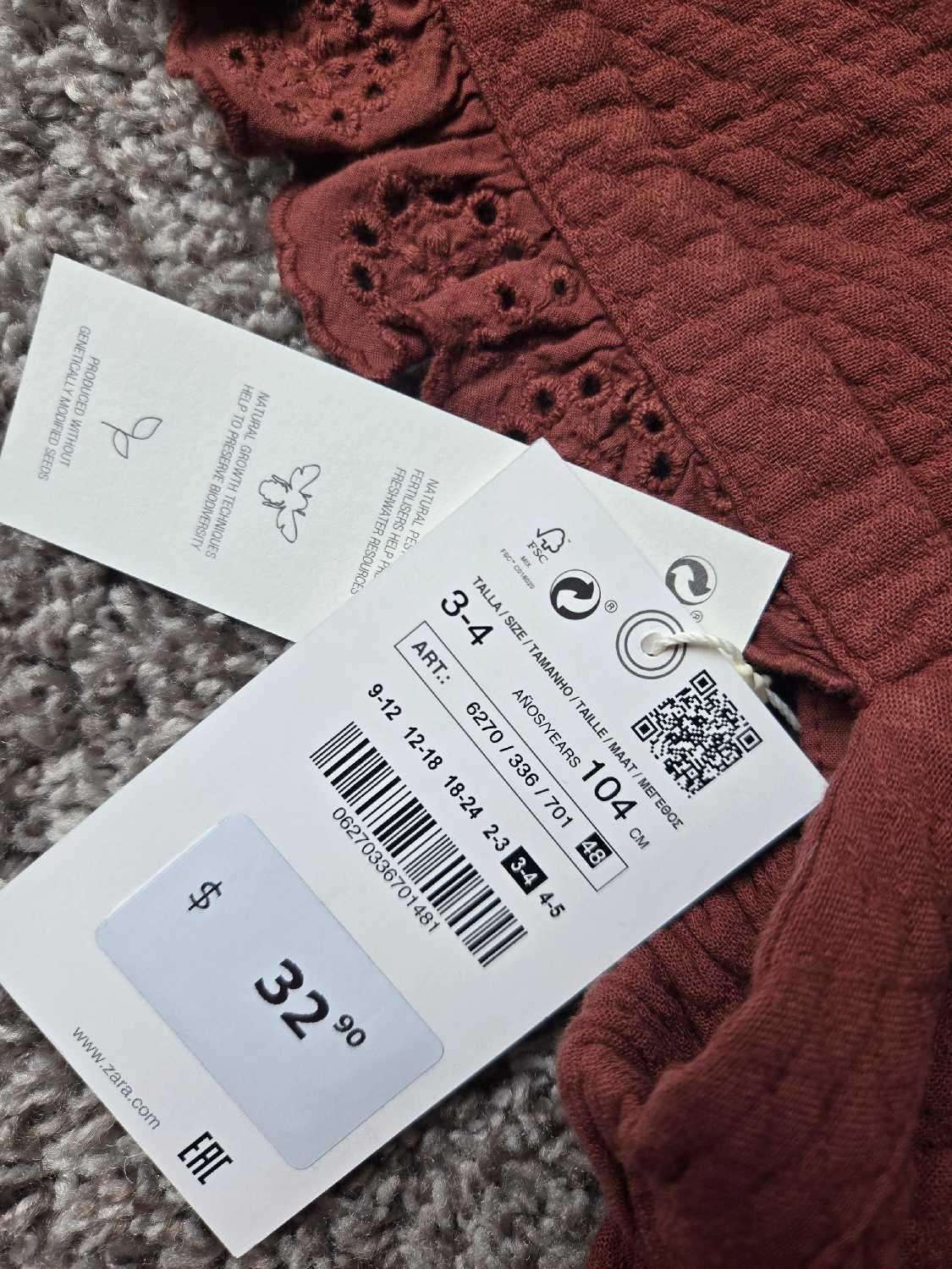 Zara Fall Dress 3-4T (Retails for $32.90), Kids 3T