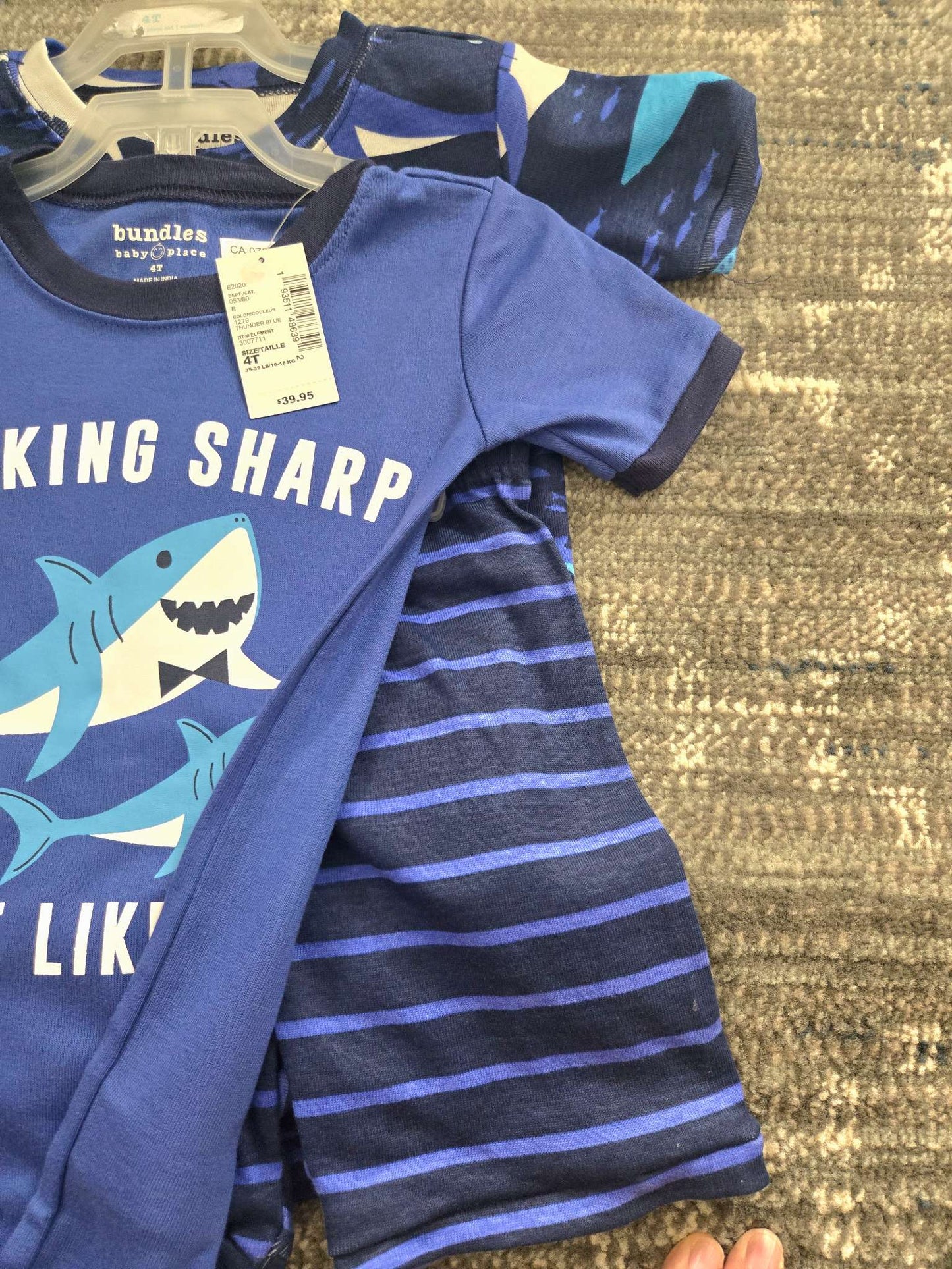 3Pcs Shark PJ set 4T (Retails $39.95), Kids 4/4T