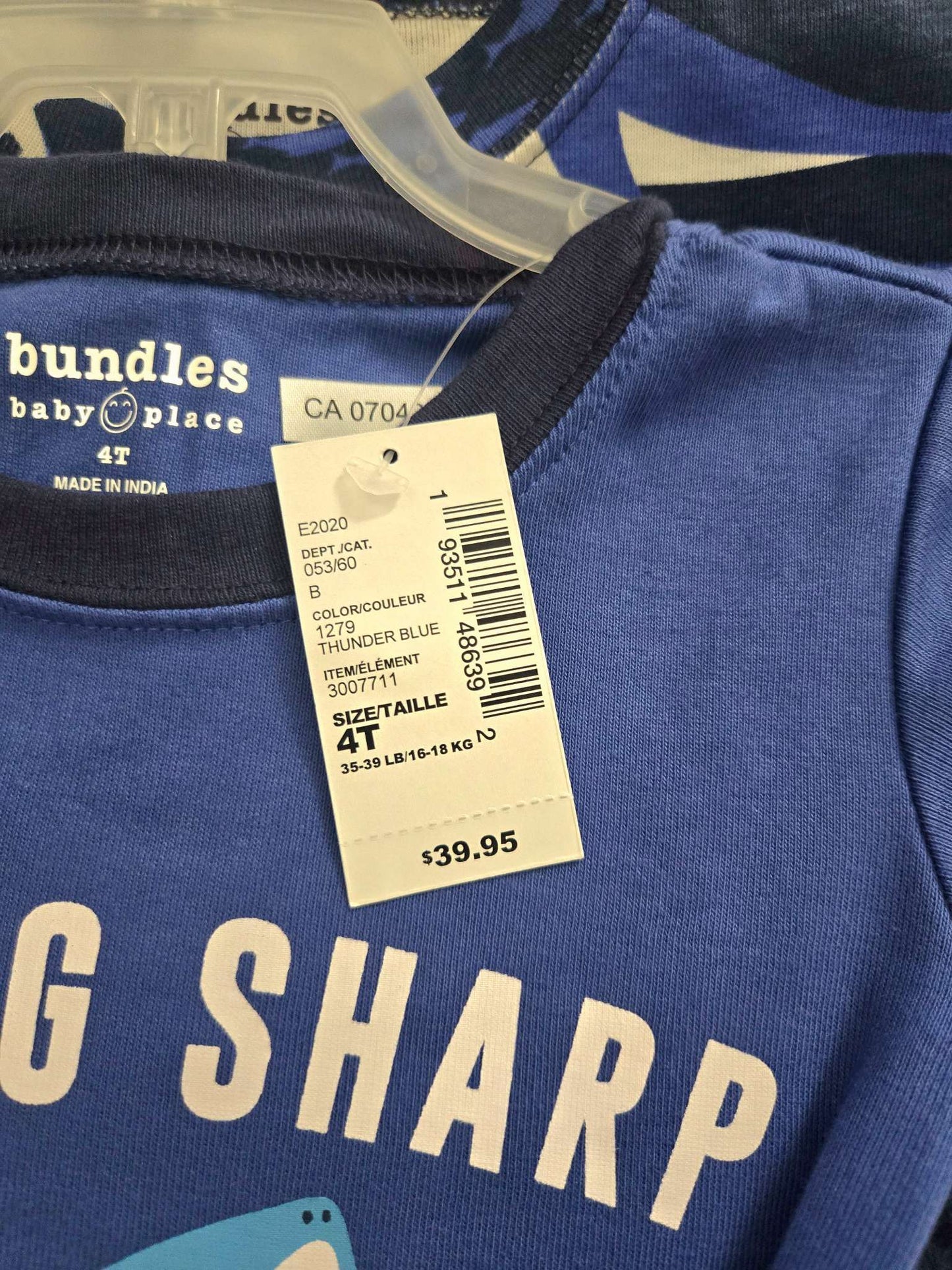 3Pcs Shark PJ set 4T (Retails $39.95), Kids 4/4T