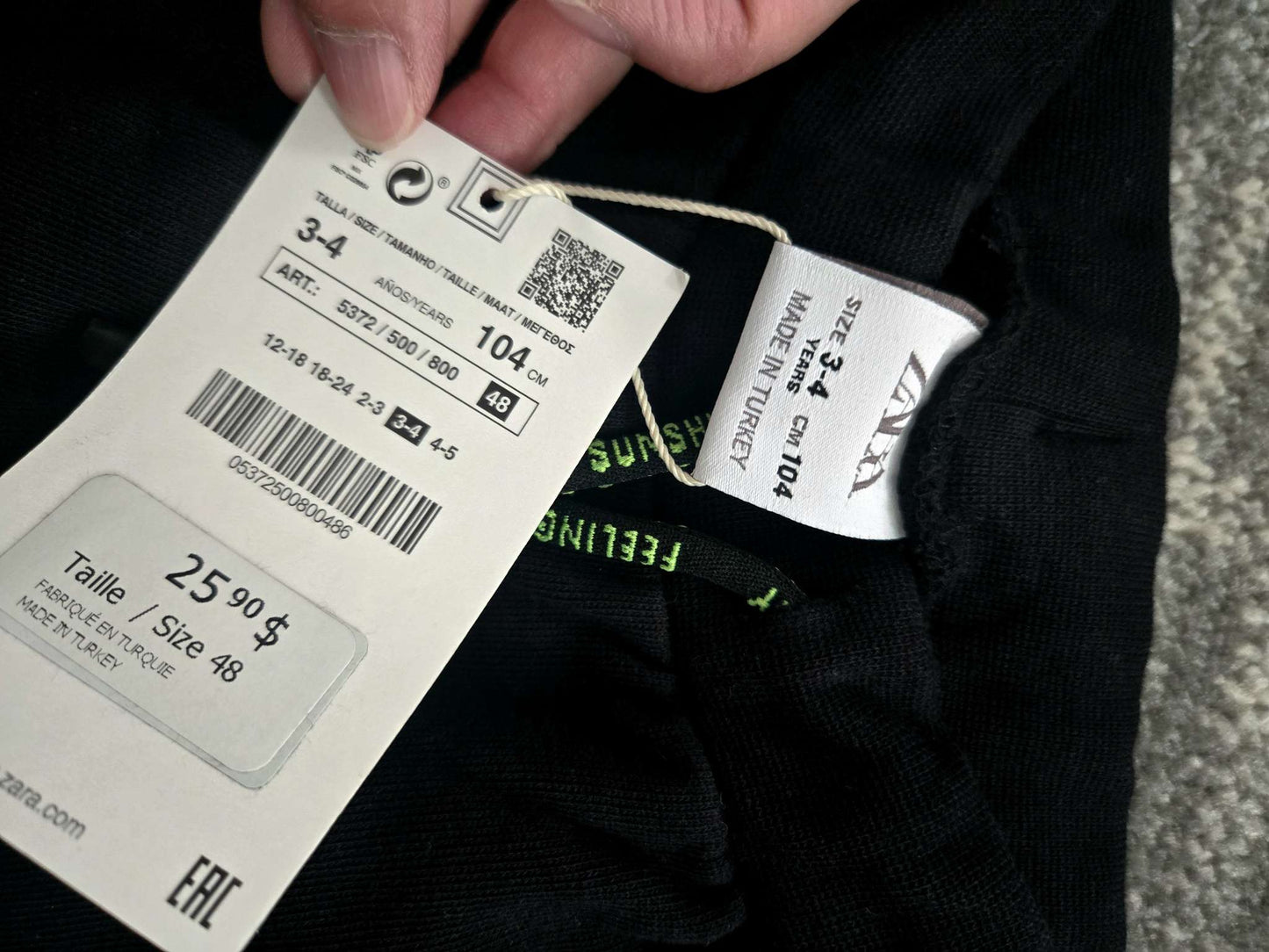 2 Black Zara Sweatpants 3-4T - 1 Pants Retails for $25.90, Kids 3T