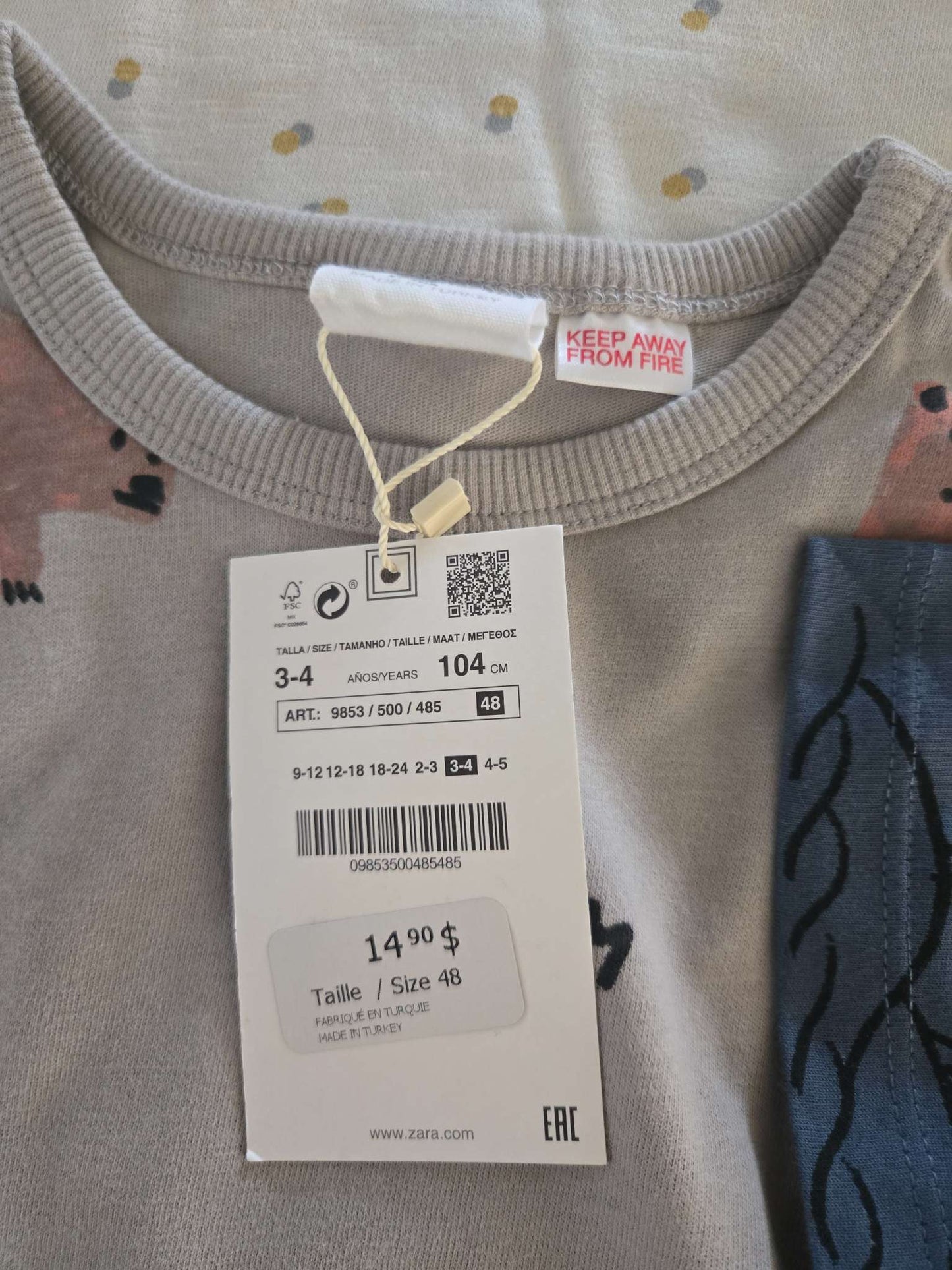 4 Brand New Shirts from Zara 3-4T (Retails$67.60), Kids 3T