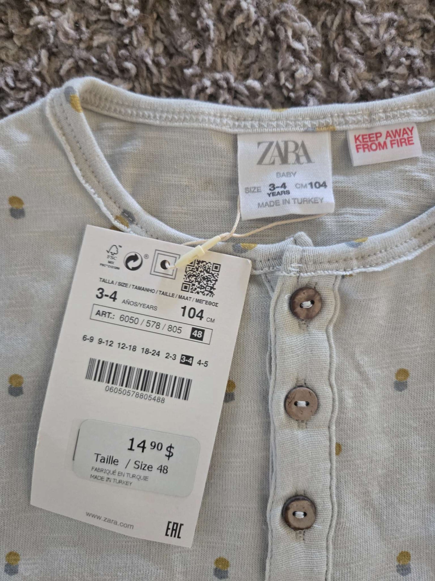 4 Brand New Shirts from Zara 3-4T (Retails$67.60), Kids 3T