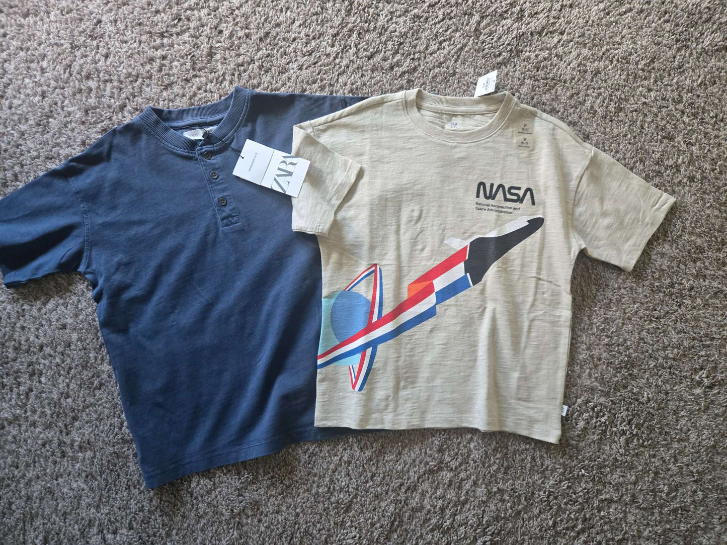 2 T shirts ( GAP and Zara Retails for $17.90), Kids 6/6X (extra small)