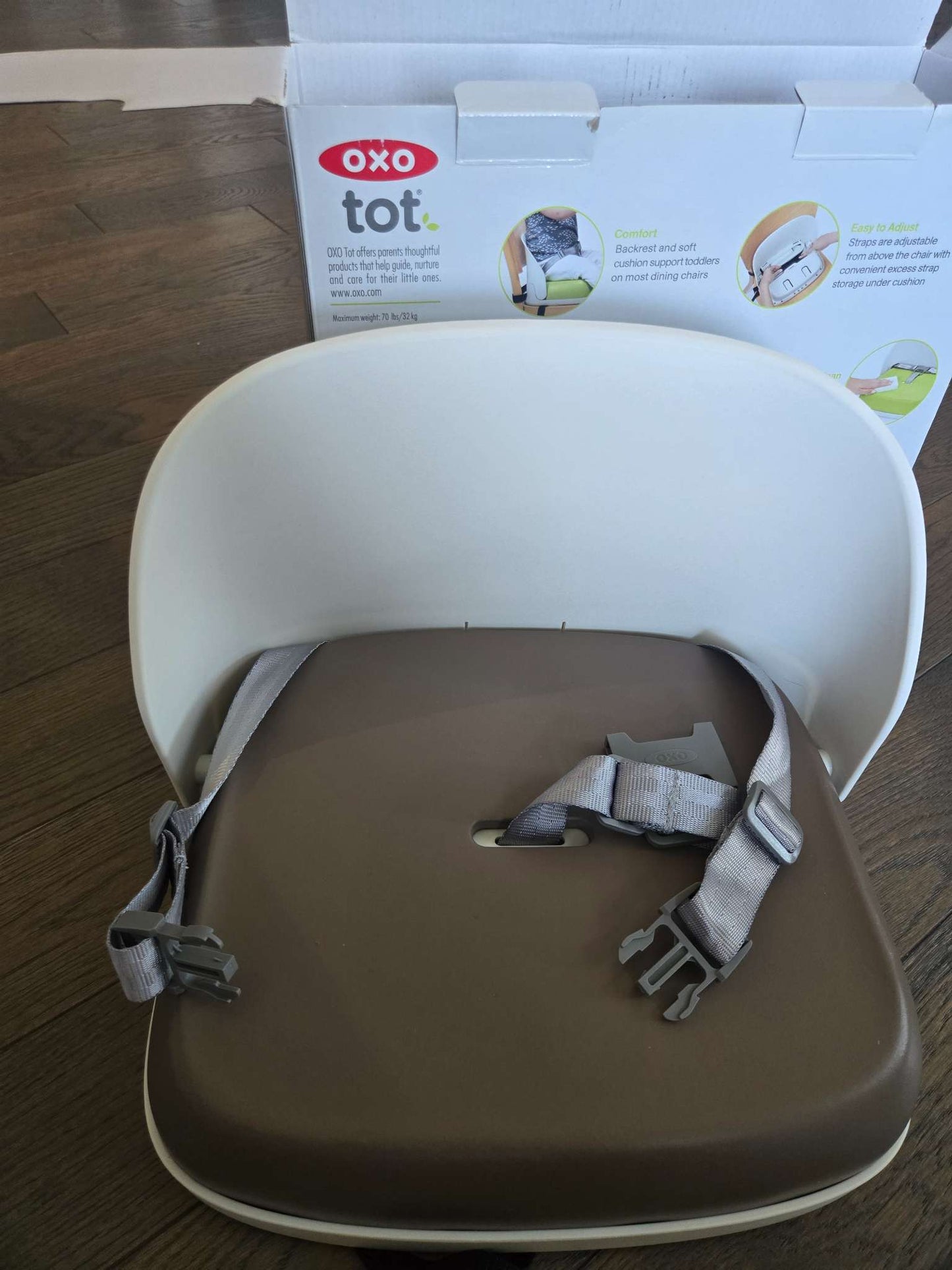 Oxo Tot Perch Booster Seat with Straps, Taupe