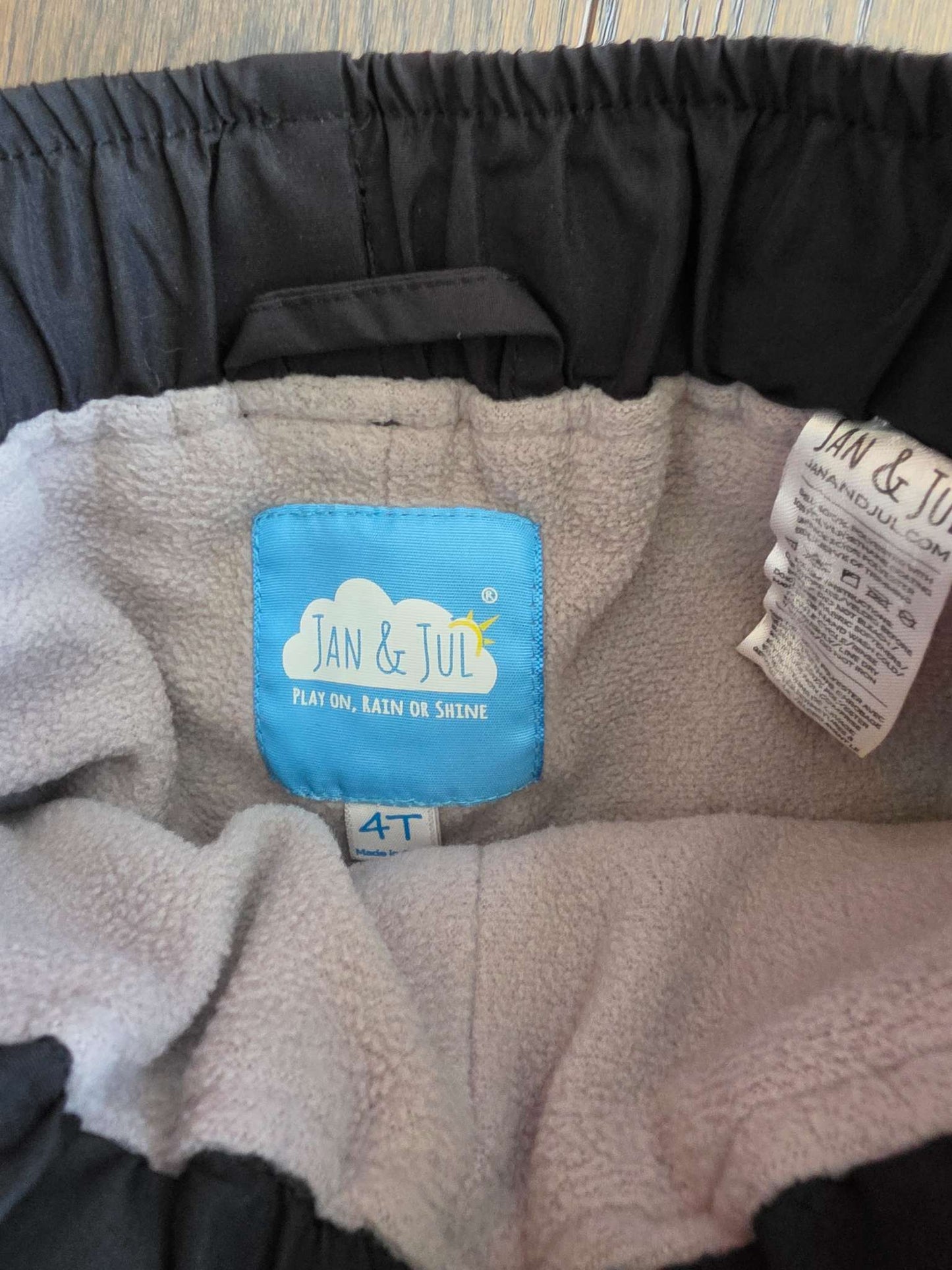 Kids Fleece Lined Rain Pants | Black 4T, Kids 4/4T
