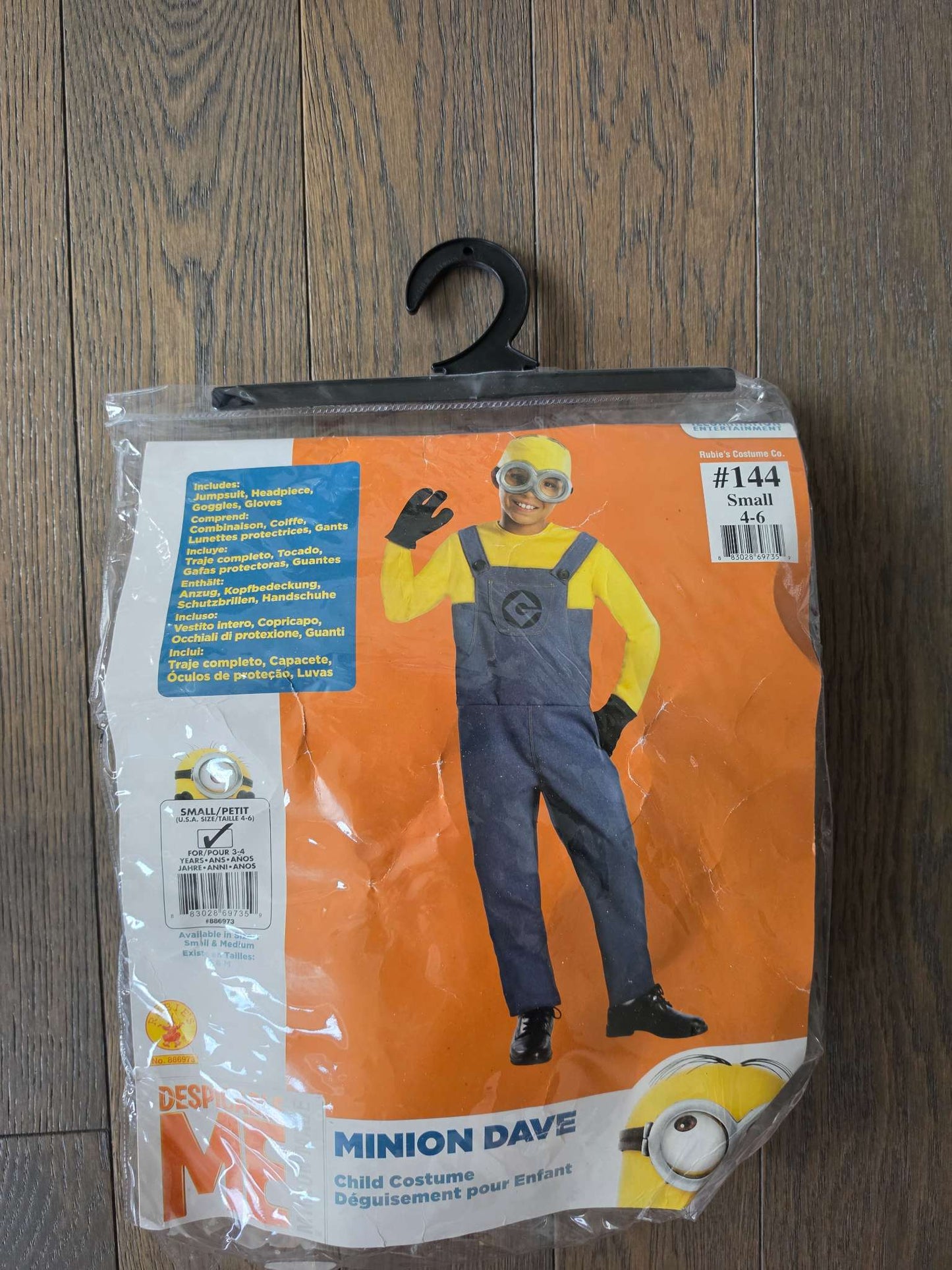 Minion Dave Costume 4-6yo, Kids 4/4T
