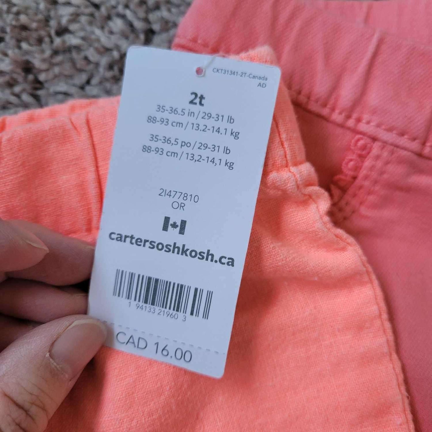 2 Carters Shorts 2T (Retail for $42), Kids 2T