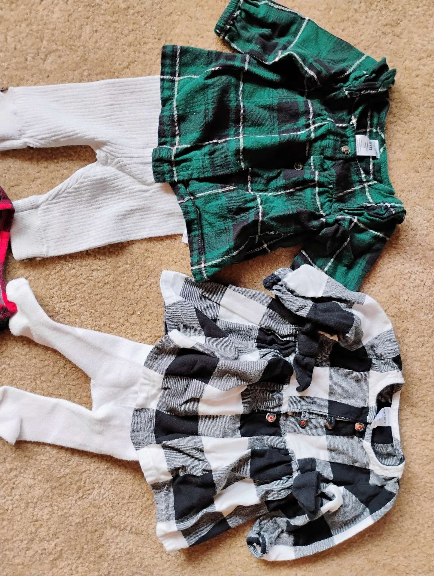 Holiday plaid outfits, Carter's and Old Navy -0-3M, Kids 3 Month (0-3M)