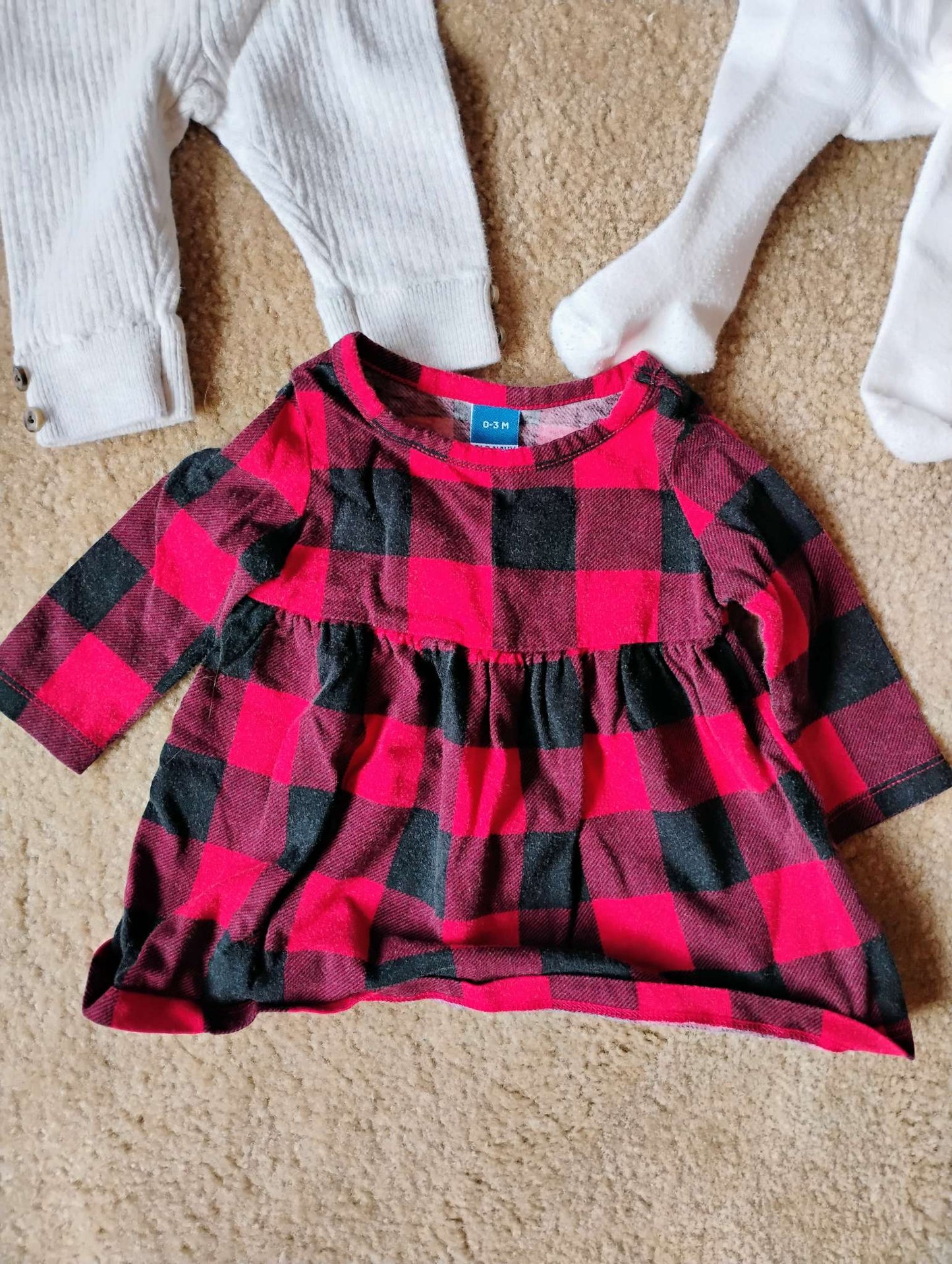 Holiday plaid outfits, Carter's and Old Navy -0-3M, Kids 3 Month (0-3M)
