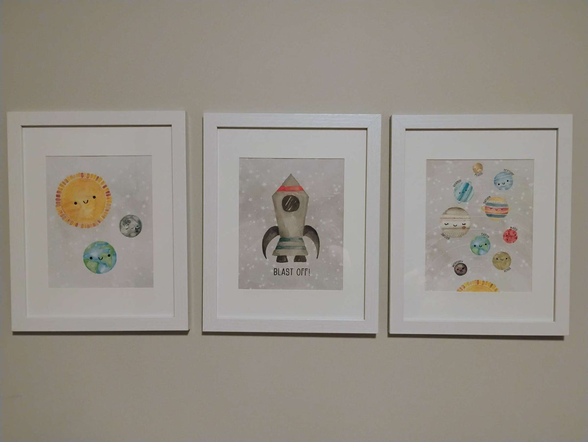 Set of 3 Space nursery artworks