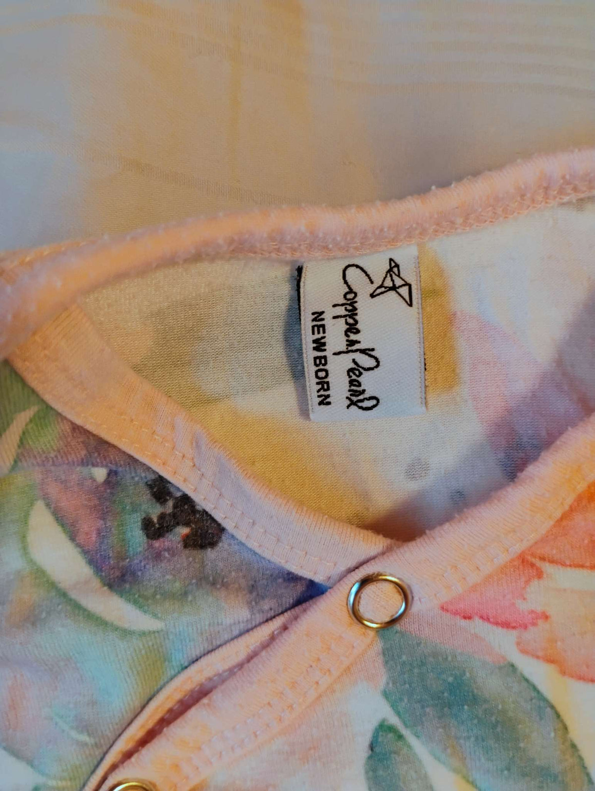 Copper pearl knotted gown newborn size bloom print, Kids Newborn
