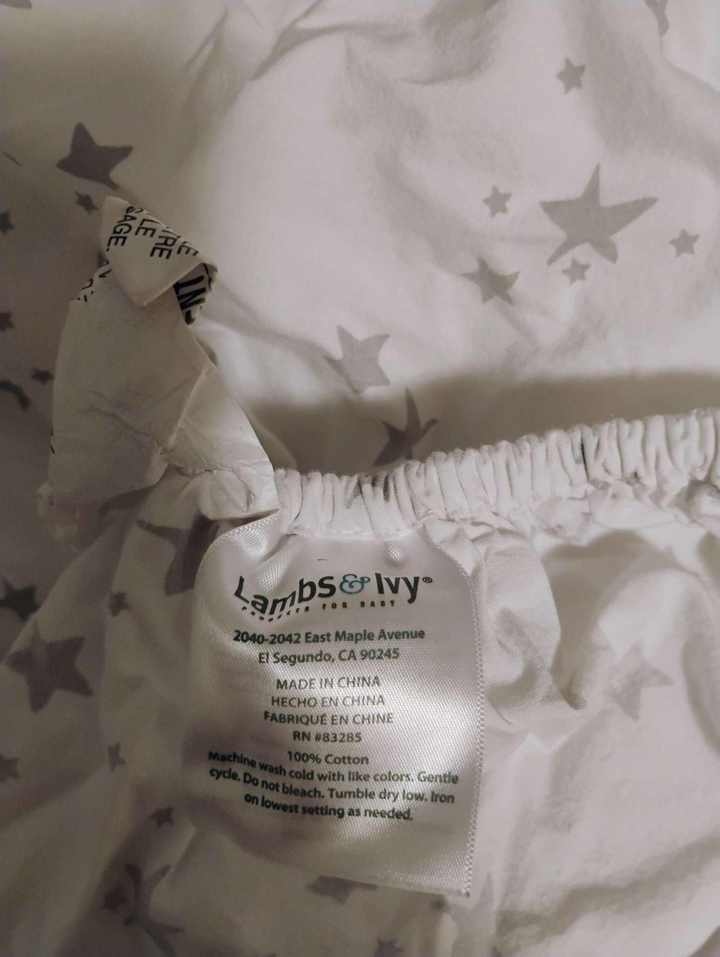 Lambs and ivy Grey star crib sheet