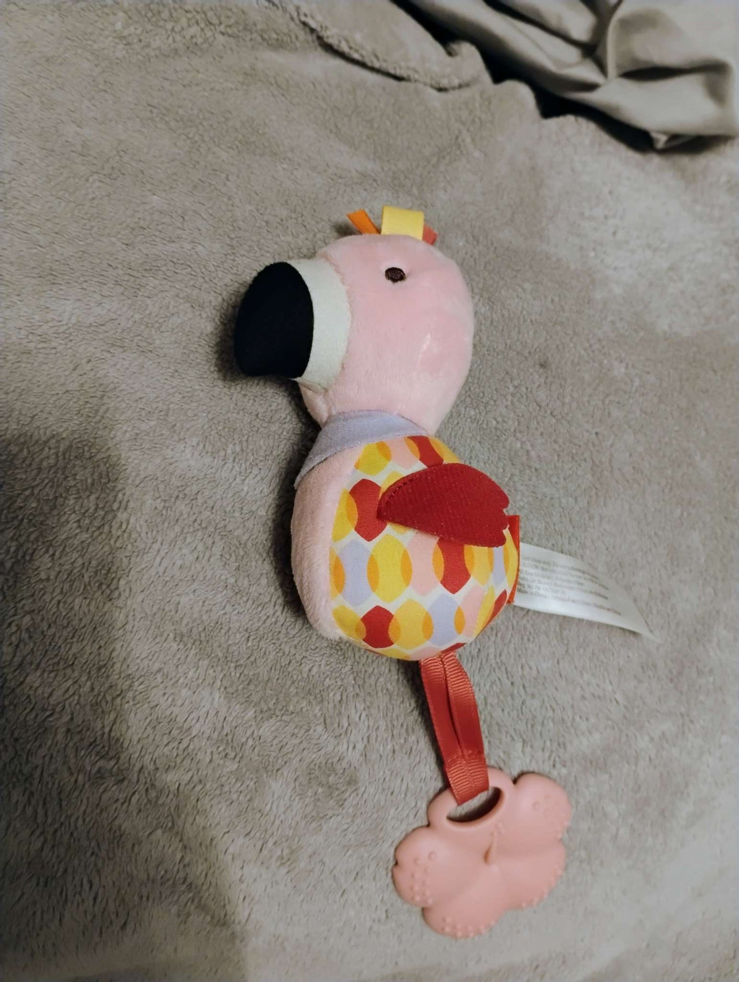 Skip Hop Bandana Buddies Chime & Teether Toy flamingo