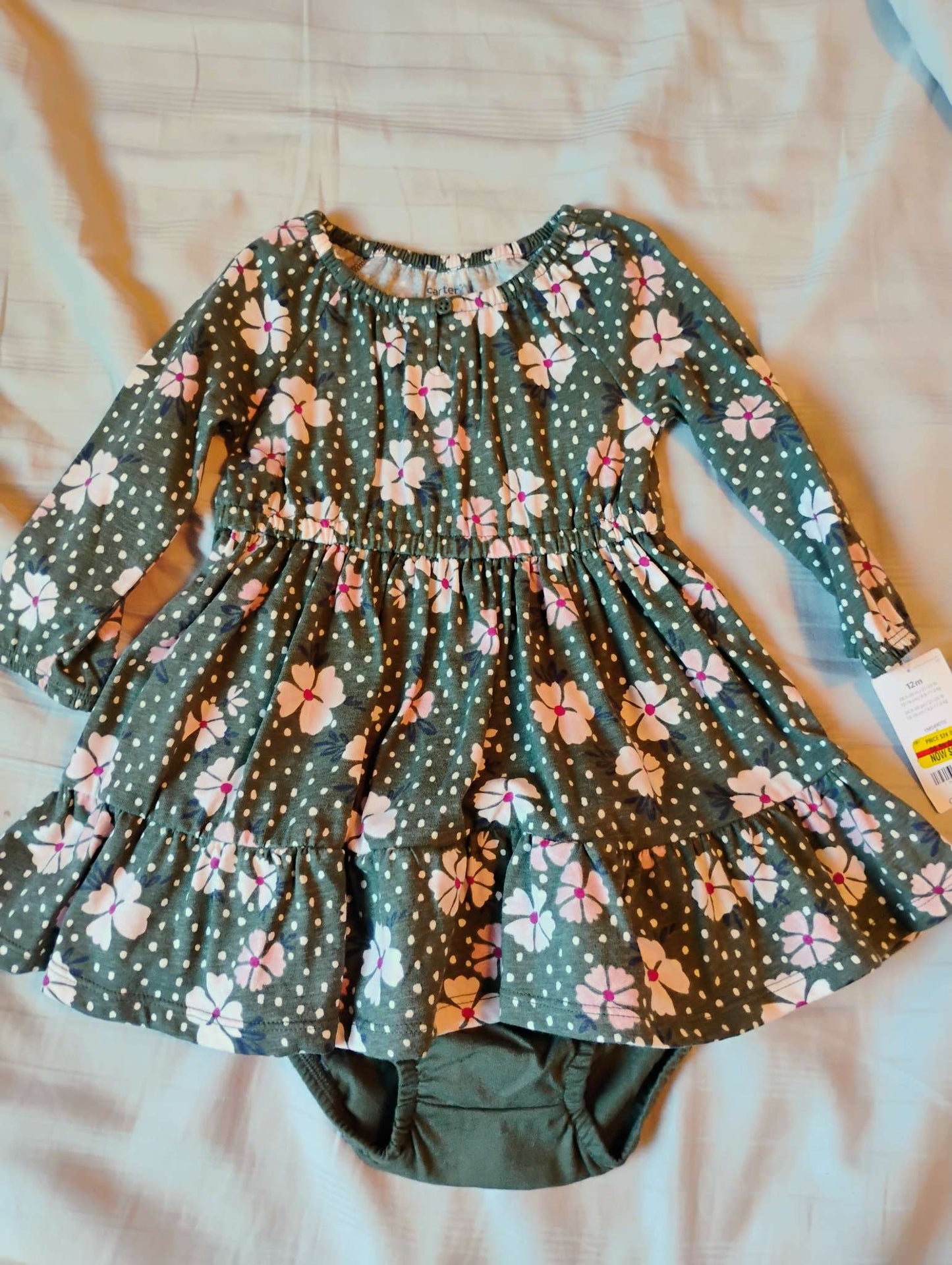 Carter's green floral dress 12 months NWT, Kids 12 Month (9-12M)