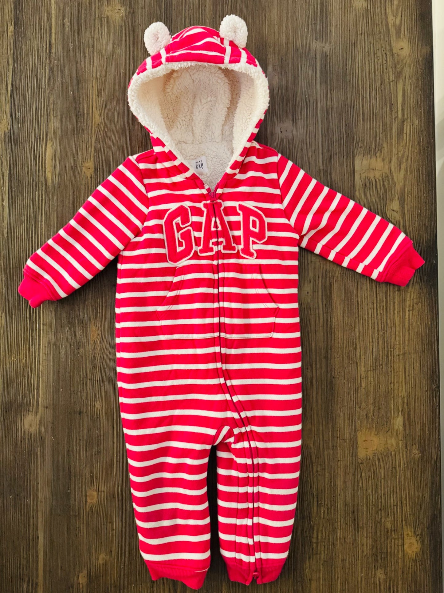 Baby Gap Pink Stripe One-Piece (12-18 months), Kids 12 Month (9-12M)