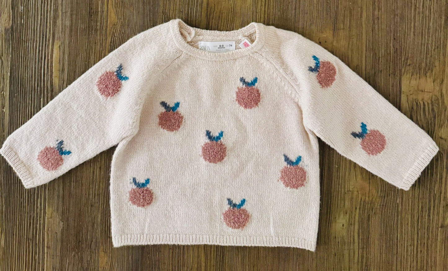 Zara Knit Apple Sweater, Kids 9 Month (6-9M)