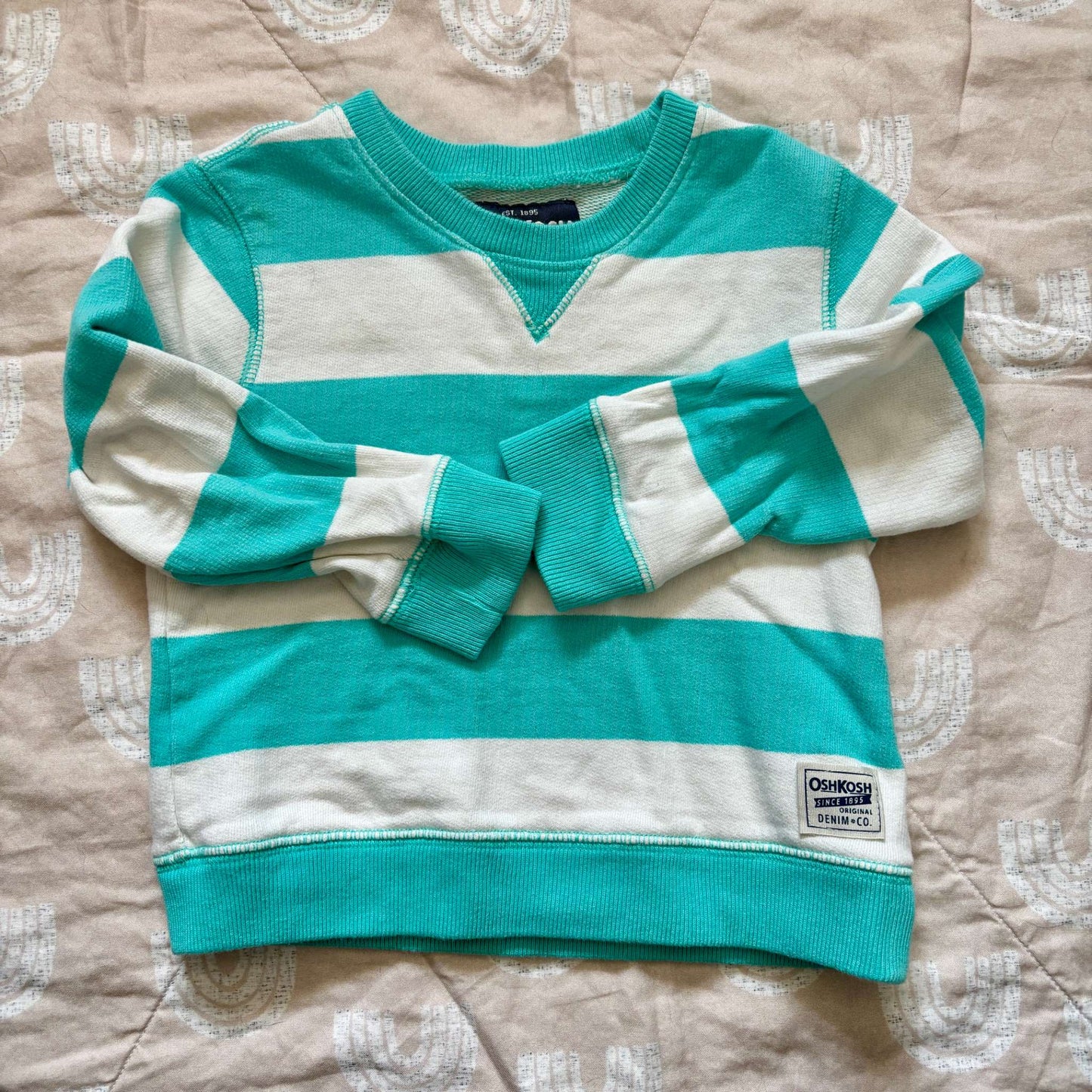 Teal and White Striped Crew Sweater, 24 months, OshKosh, Kids 24 Month (18-24M)