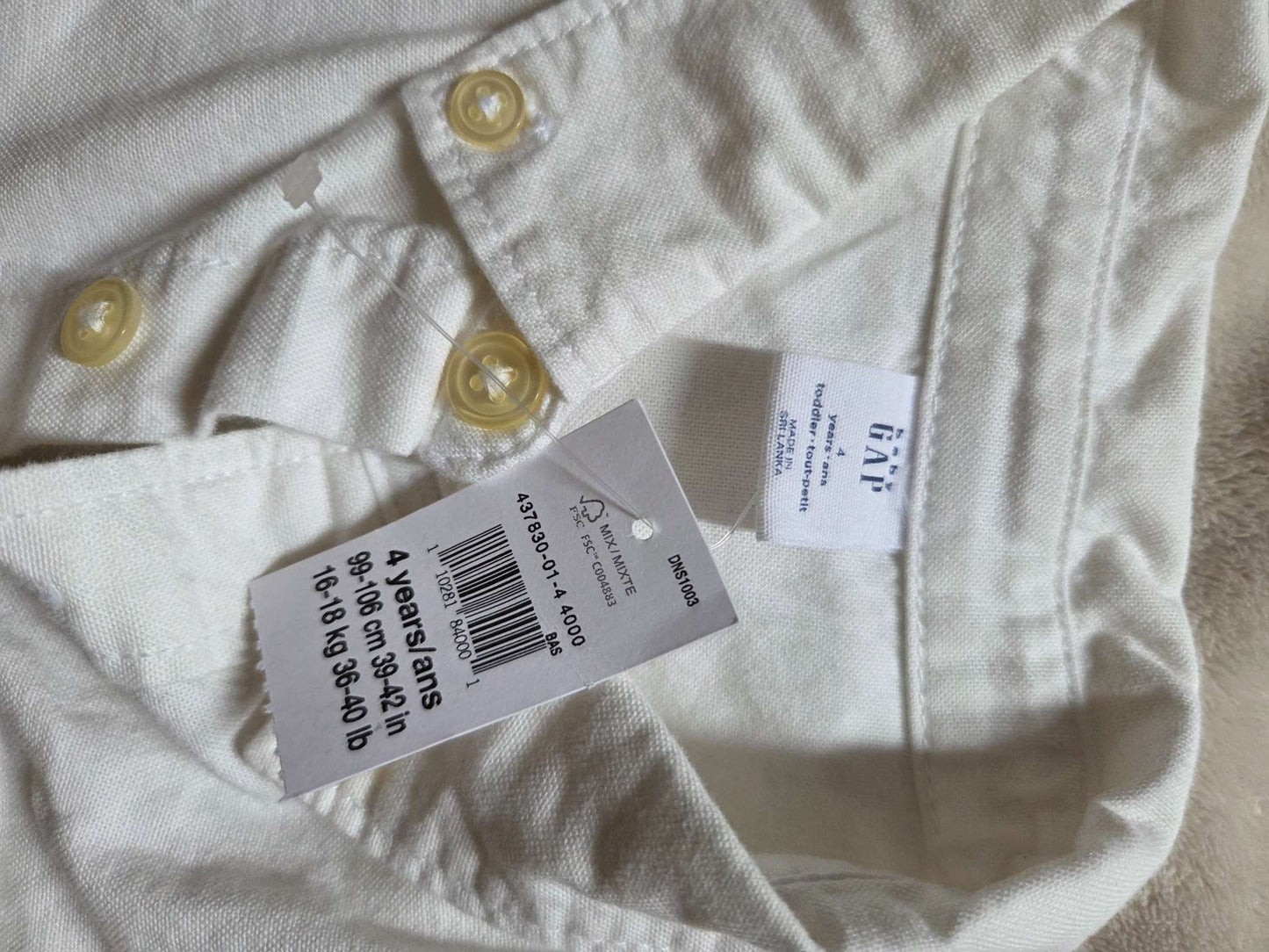 Baby Gap Linen-Cotton Off-White Collar/Button Shirt 4T, Kids 4/4T