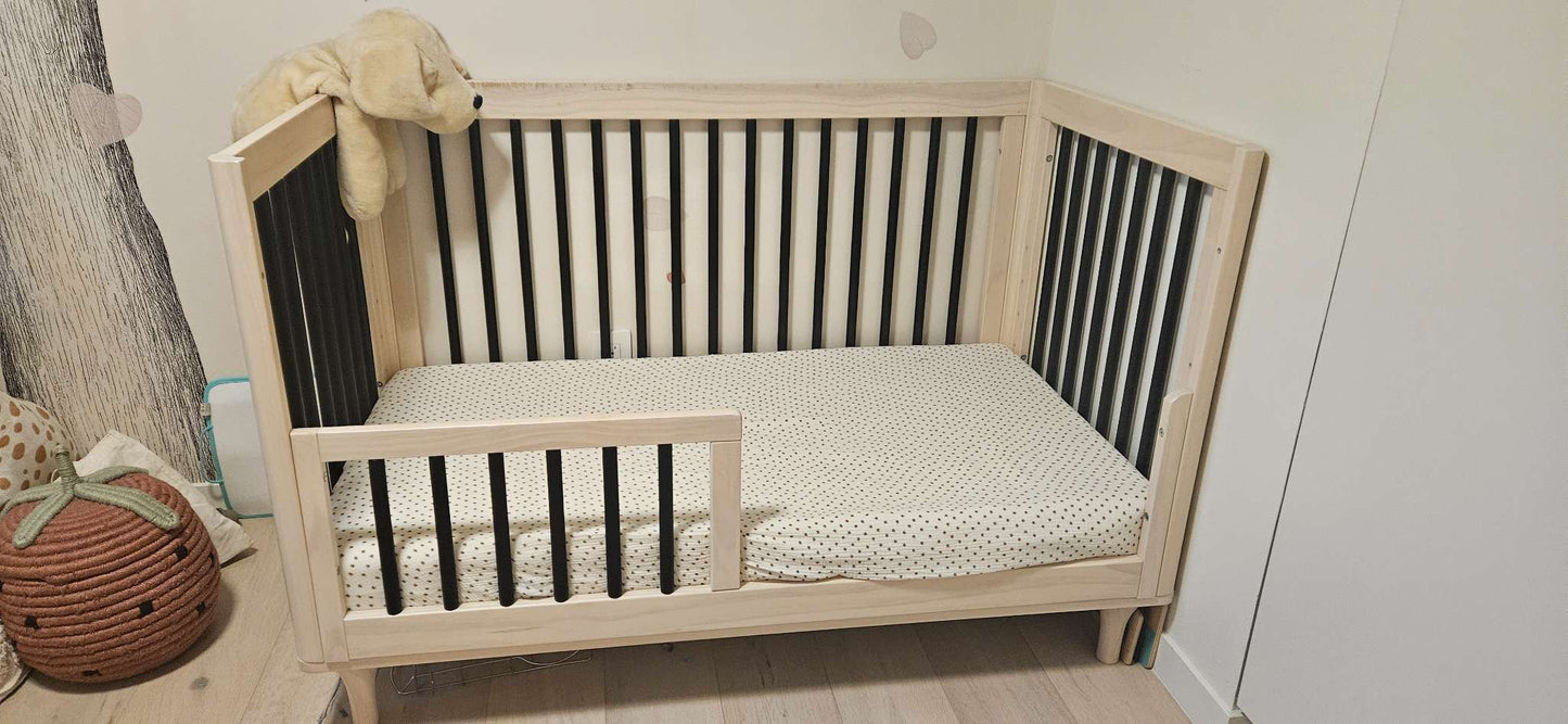 Babyletto Lolly Washed Natural & Black Wood 3-in-1 Convertible Baby Crib with Toddler Bed Conversion Kit